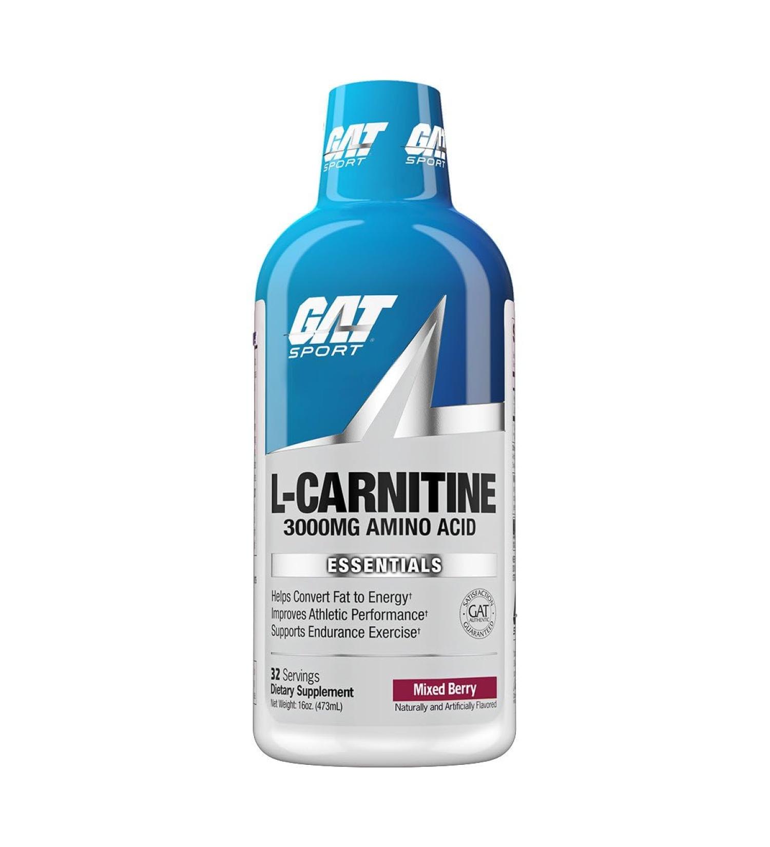 GAT Sport Essentials Series L-Carnitine 3000mg (16 Ounce) Mixed Berry - Buy Online on GoSupps.com