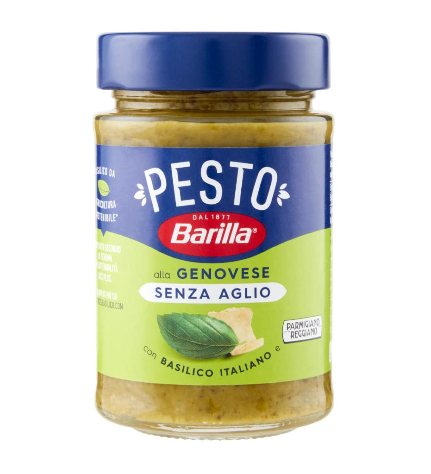  Barilla Barilla Pesto alla Genovese Without Garlic fresh basil pesto garlic free gluten free 190g glass + Italian Gourmet Tomato Pulp 400g - Buy Online on GoSupps.com