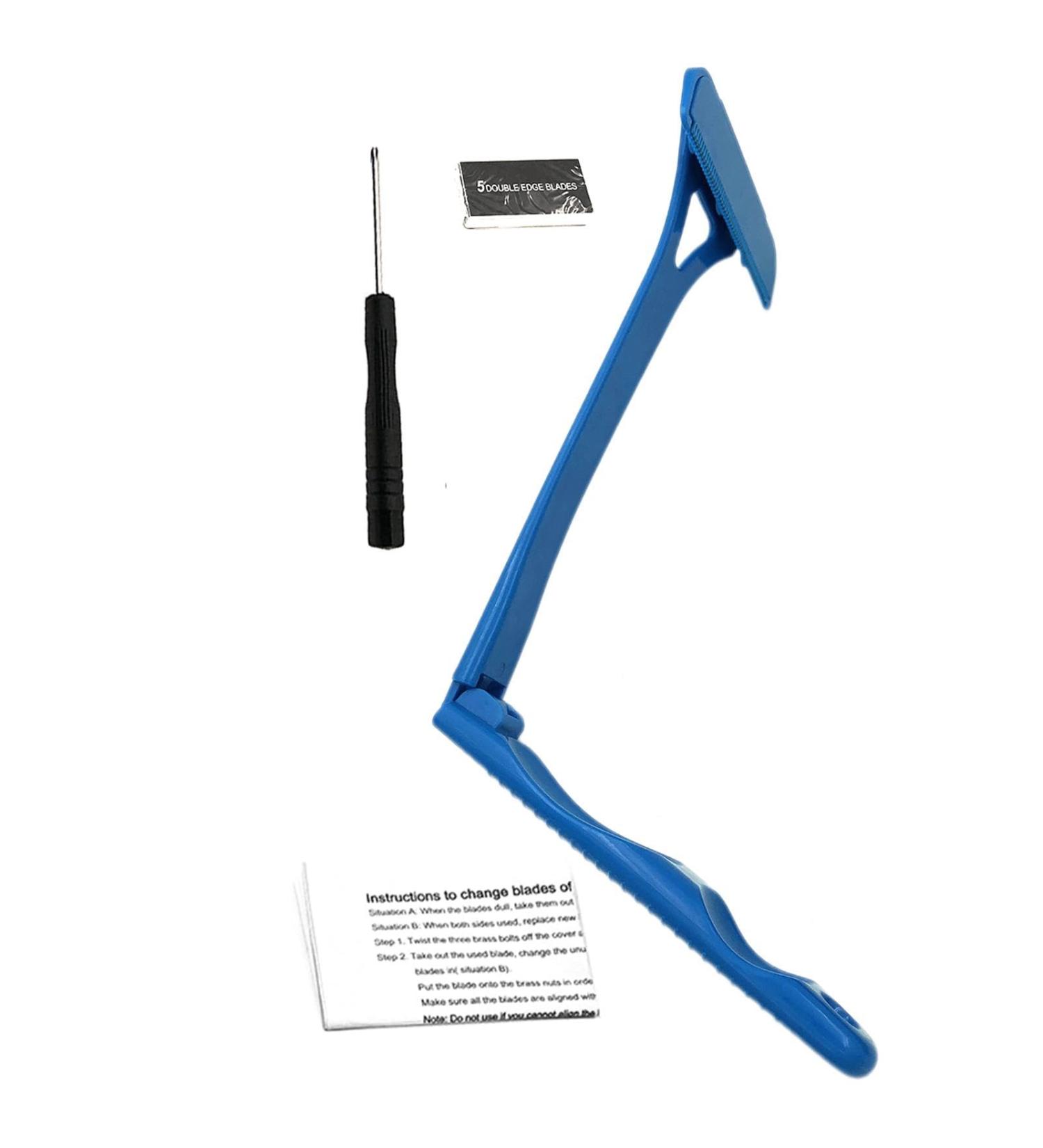 Back Razor with Long Handle for Men | Portable Manual Body Hair Cutter | Fast Trimming & Easy Hair Removal - Blue - Buy Online on GoSupps.com
