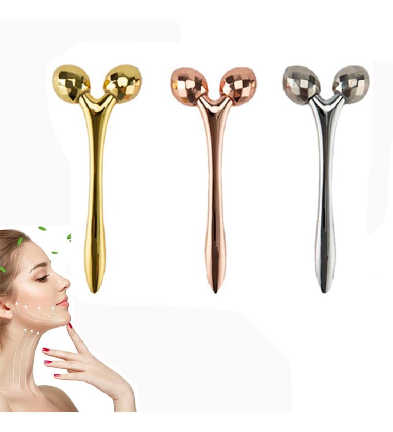 3Pcs 3D Face Roller Massage Stick Cooling Metal Facial Massage Tool Metal Face Roller Eye Puffiness Roller Face Massage Tools for Face Eyes Neck Body Muscle Relaxing Anti-Aging - Buy Online on GoSupps.com