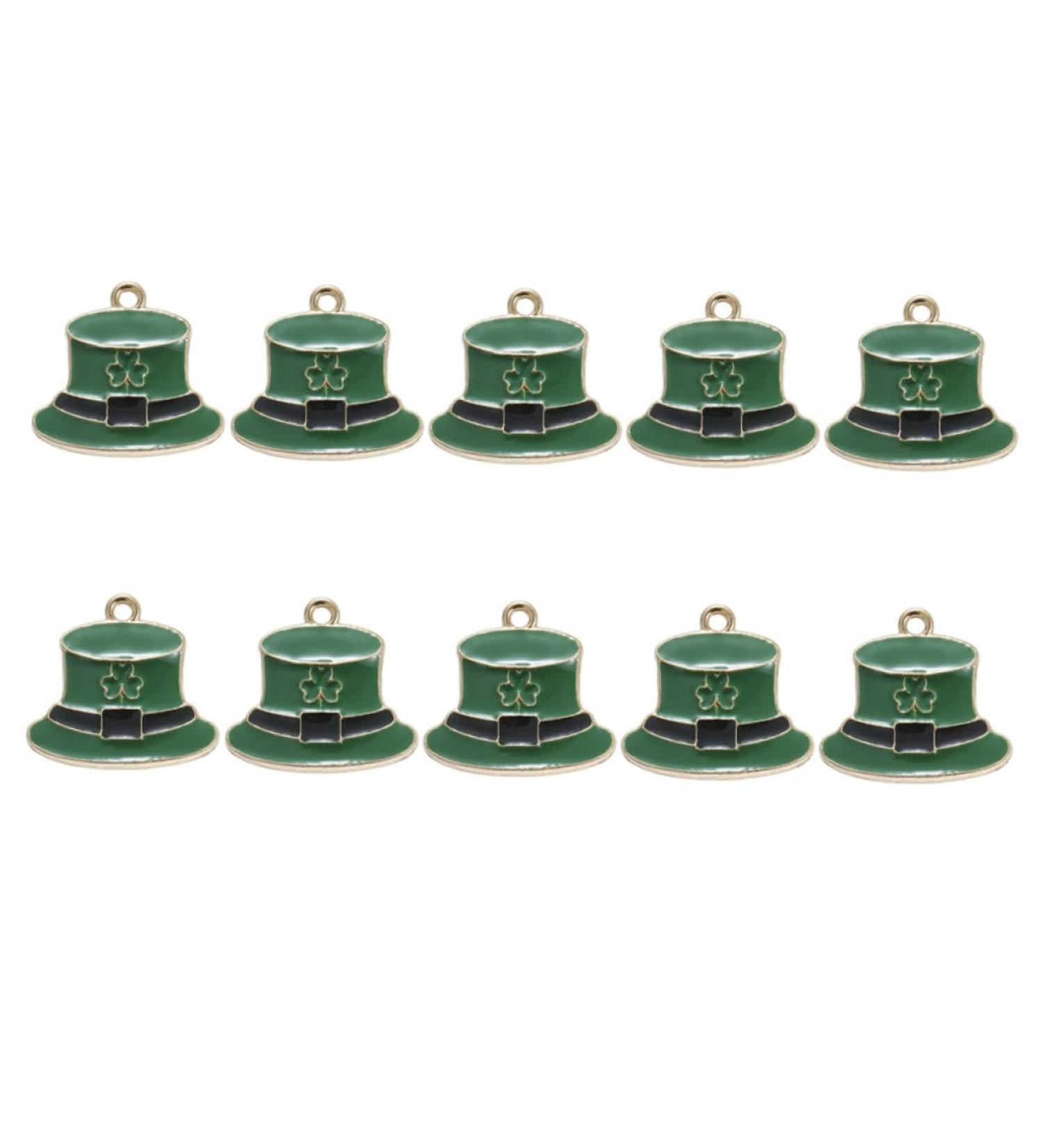 Lurrose 10pcs Drip Oil Alloy Pendant Irish Hat Small Leaf Charm Love Hat Shape Pendants Do It Yourself Metal 0.2X2X2.2CM Green Golden - Buy Online on GoSupps.com