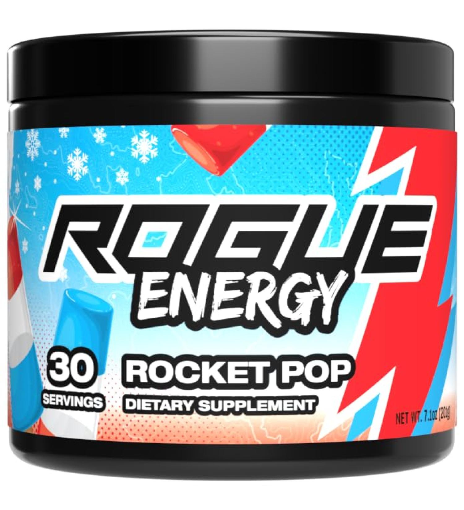 Rogue Energy Drink Powder - Sugar Free Gaming Supplement for Mental Focus & Endurance - Rocket Pop Flavor - 30 Servings - Made in USA - Buy Online on GoSupps.com
