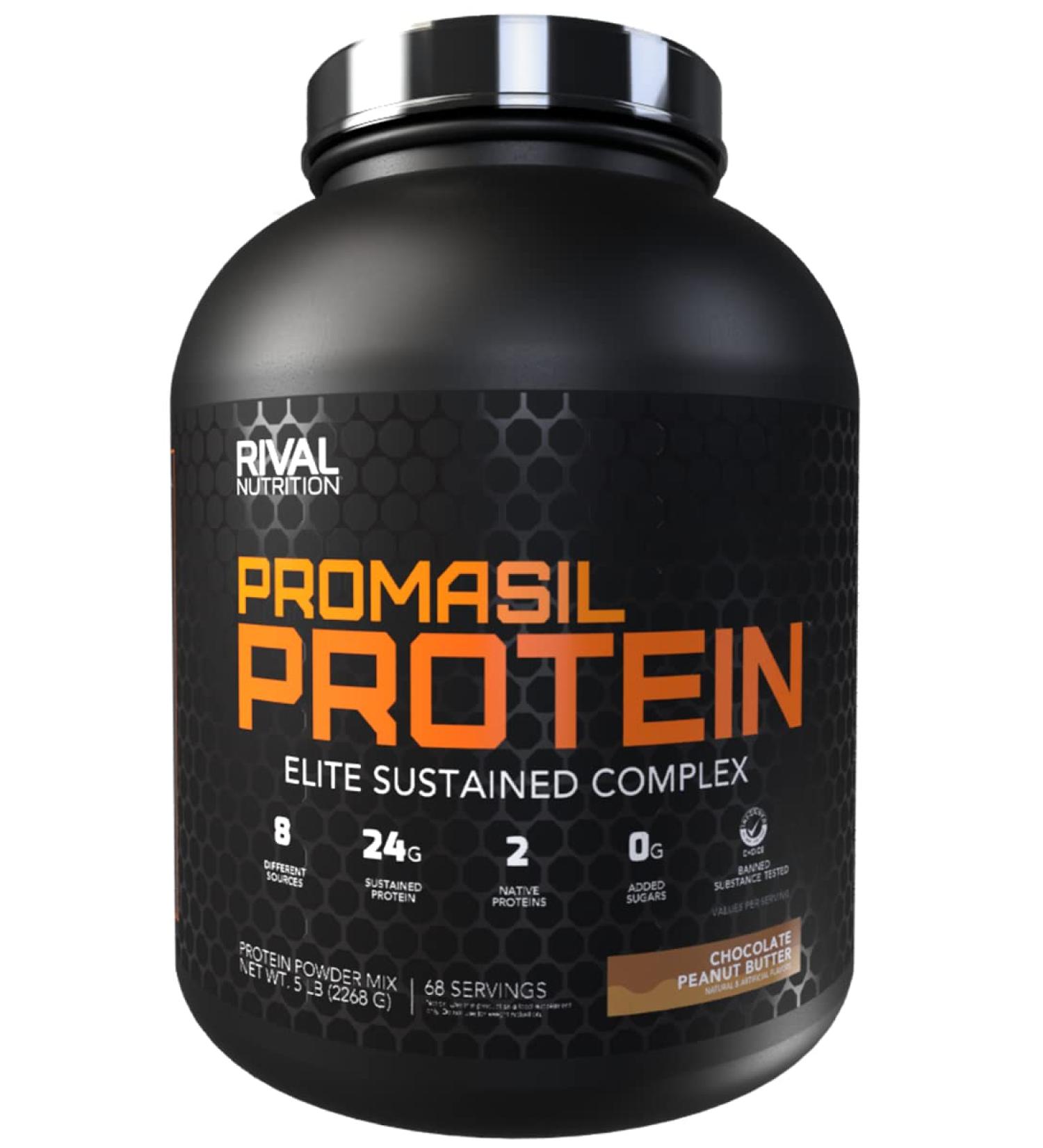 Rivalus Promasil Chocolate Peanut Butter 5lb - 8-Source Protein Blend Including Native Whey Isolate Native Micellar Casein Egg Sustained Delivery Clean Nutrition Profile No Banned Substances - Buy Online on GoSupps.com
