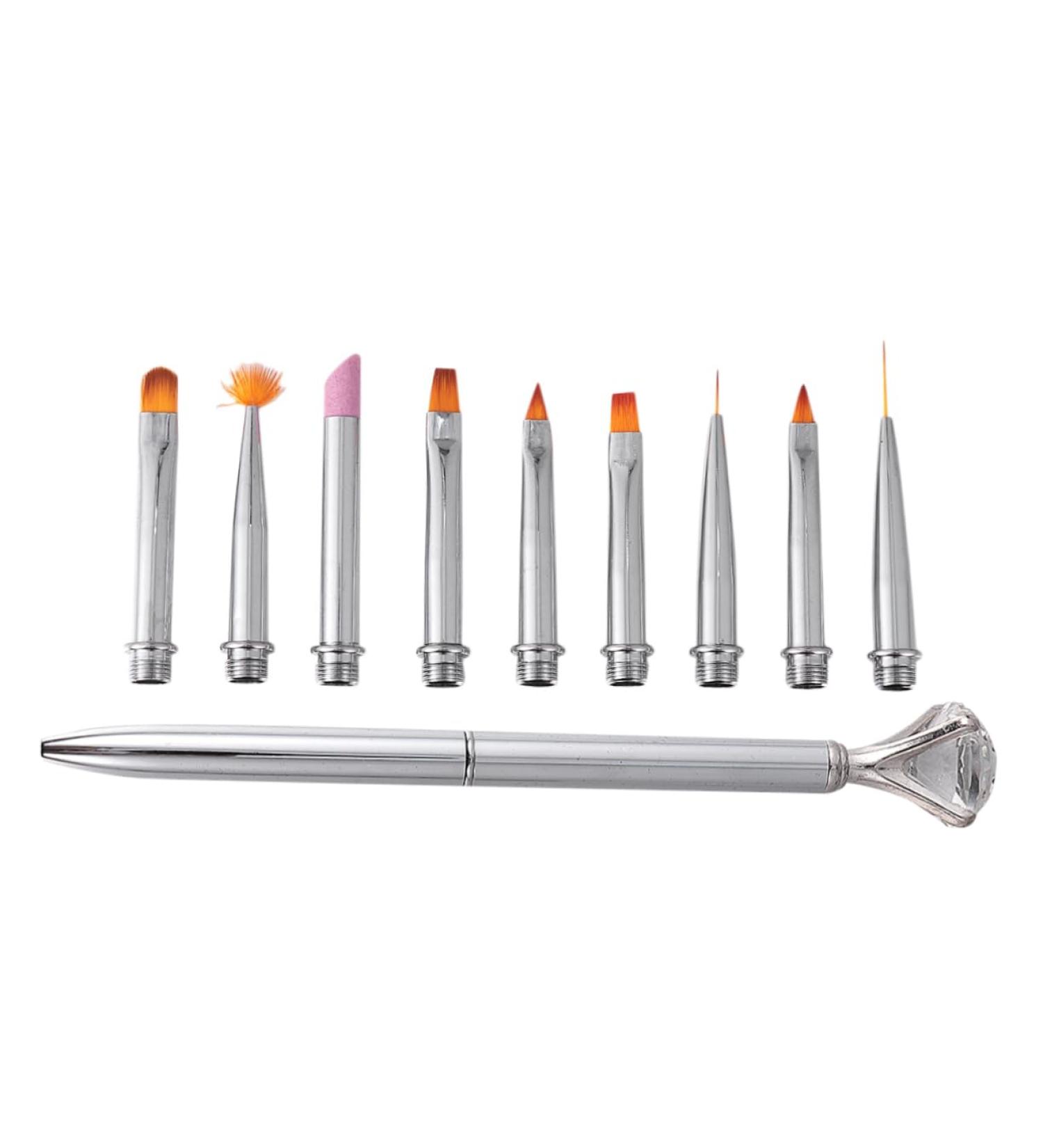 Beaupretty Paintbrushes 1 makeup nail tips brush nail detail brush pen nail liner tips salon nail dotting brush tips salon nail pen tips manicure nail paint brush tips boxed nail drill 14.5X2X1cm Silver - Buy Online on GoSupps.com