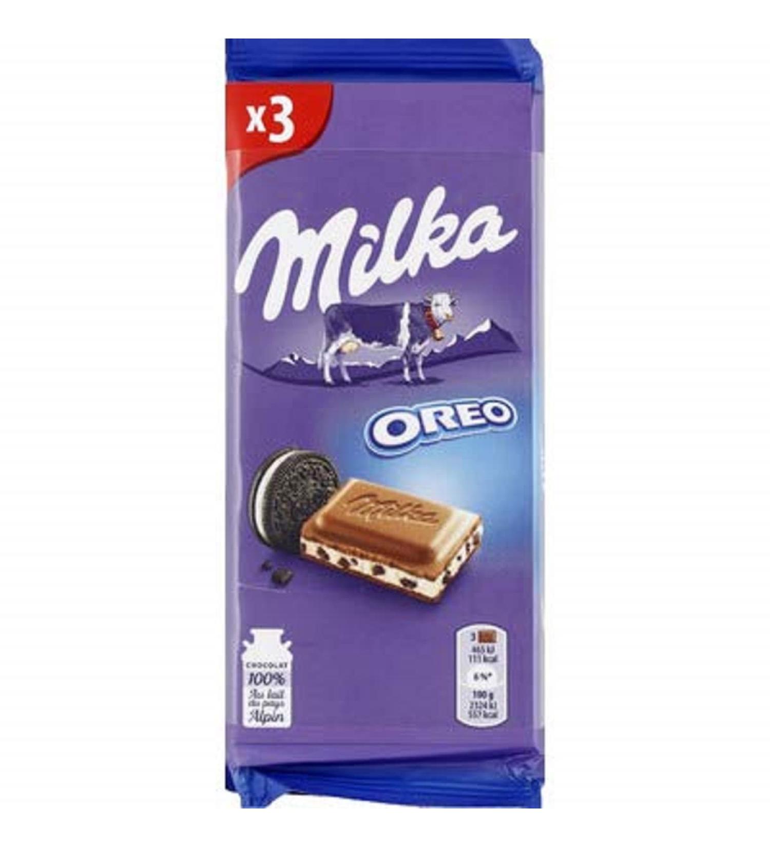 Milka Milk Chocolate Bar with Oreo filling - Pack of 3 x 100g bars