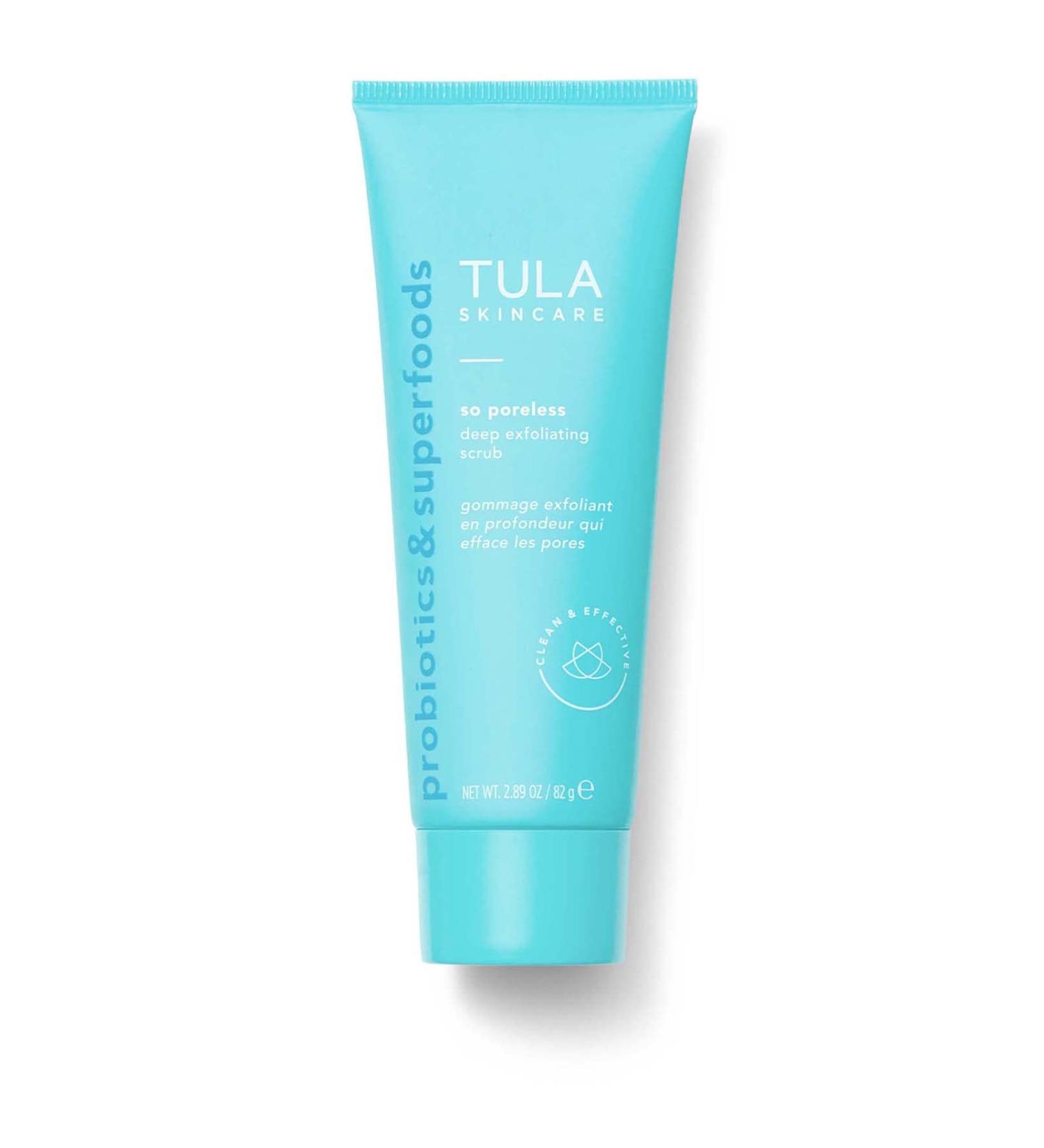 TULA So Poreless Exfoliating Blackhead Scrub 82g - Probiotic Extracts, Volcanic Sand, Pink Salt & Witch Hazel - Buy Online on GoSupps.com