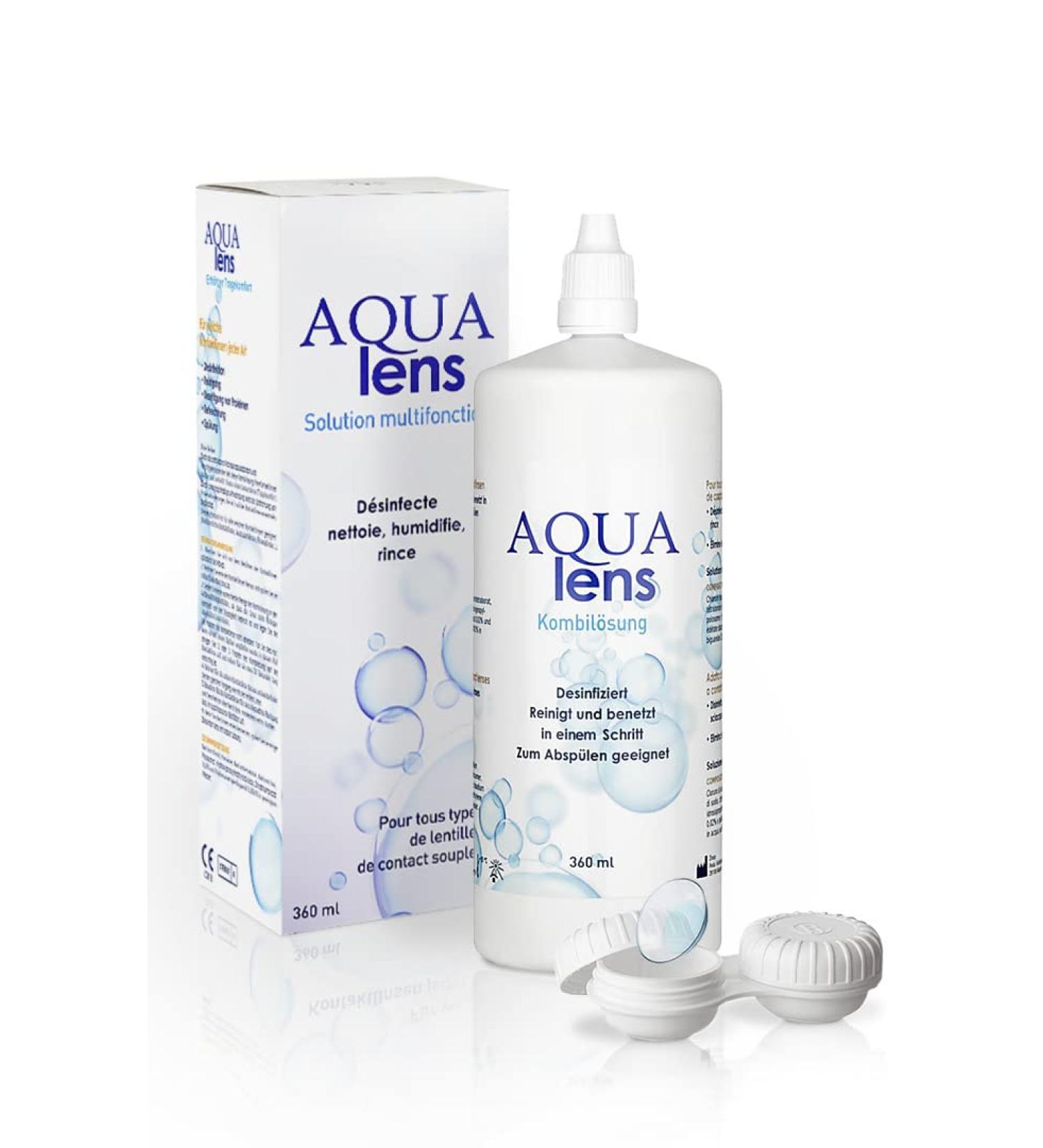 AQUA Lens Contact Lens Solution 360ml + Case | Premium All-in-One Soft Lens Care with HPMC - International Shipping Available - Buy Online on GoSupps.com