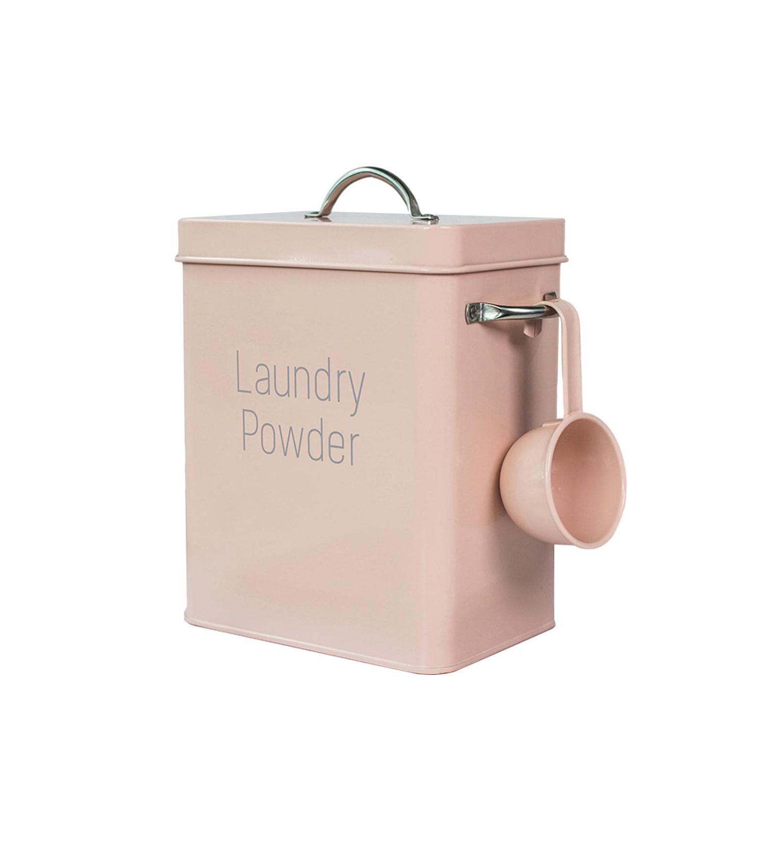 Laundry Detergent Powder Storage Tin Box Washing Powder Bucket Laundry Detergent Container Modern Laundry Detergent Dispenser Detergent Bin with Scoop Laundry Room Accessories Pink - Buy Online on GoSupps.com