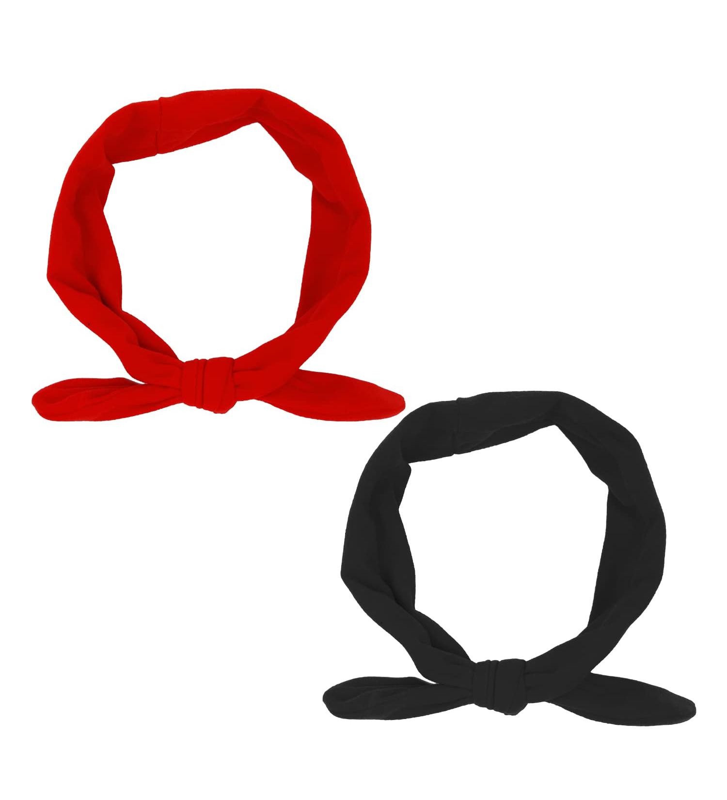 CHEERYMAGIC Retro Headbands with Rabbit Ear 2 Pieces Bow Headband Headwrap for Women Vintage Red Black Hair Band A2-TEDFD - Buy Online on GoSupps.com