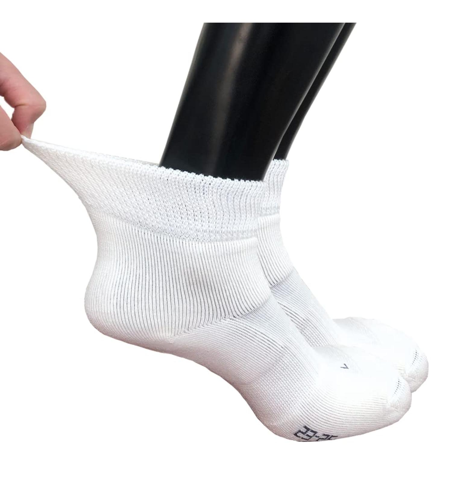 Magic Sport Non-Binding Diabetic Ankle Socks - Wide Cuff, Seamless Toe, Cushioned - Unisex, Large, White - Buy Online on GoSupps.com