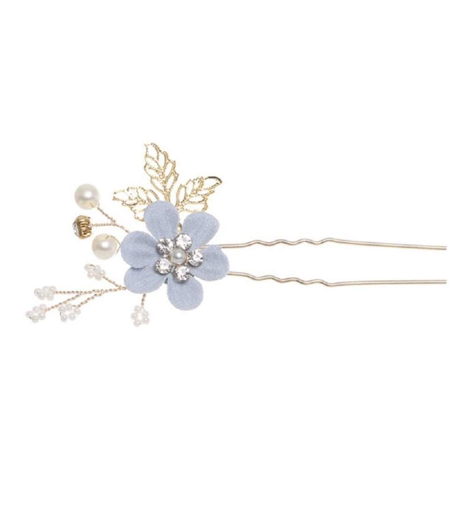 Flower Hair Combs and Pins Accessories for Wedding  Birthday  Bridesmaids  Blue  Pink  Greem White  Red (Blue) Set of 2 single flower pins Blue