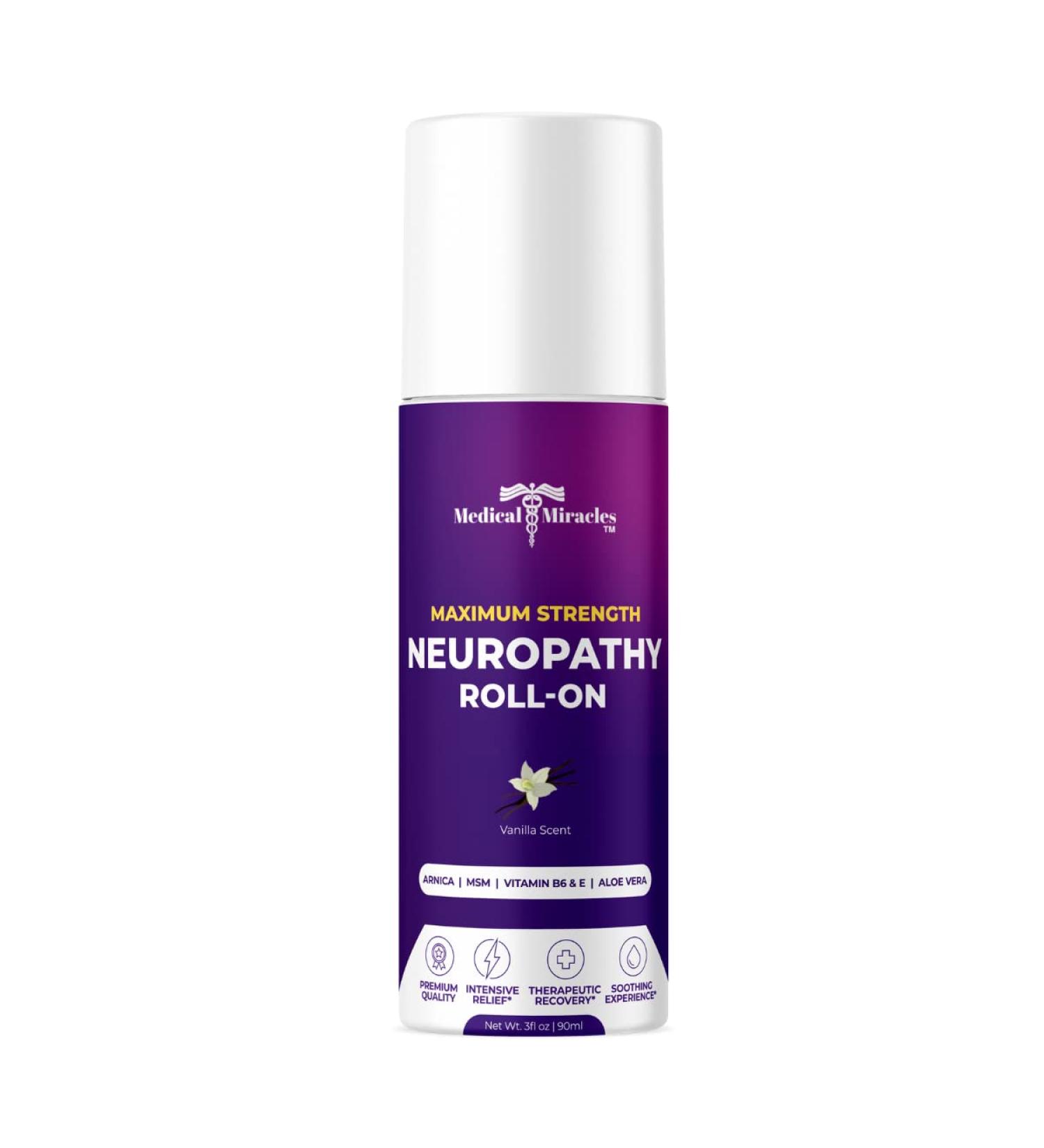 Medical Miracles Vanilla Neuropathy Relief Roll On - Made in USA | For Hips, Joints, Neck, Back, Elbows, Fingers, Hands & Knees - Buy Online on GoSupps.com