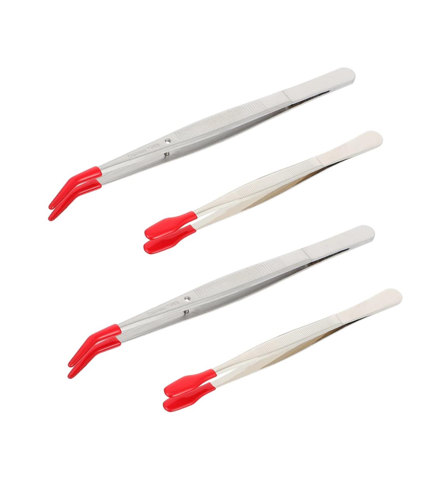 Minkissy 4-Piece Black Stainless Steel Tweezers Set for Eyelash Extensions | Premium Makeup Tweezers for Precision Tools - Buy Online on GoSupps.com