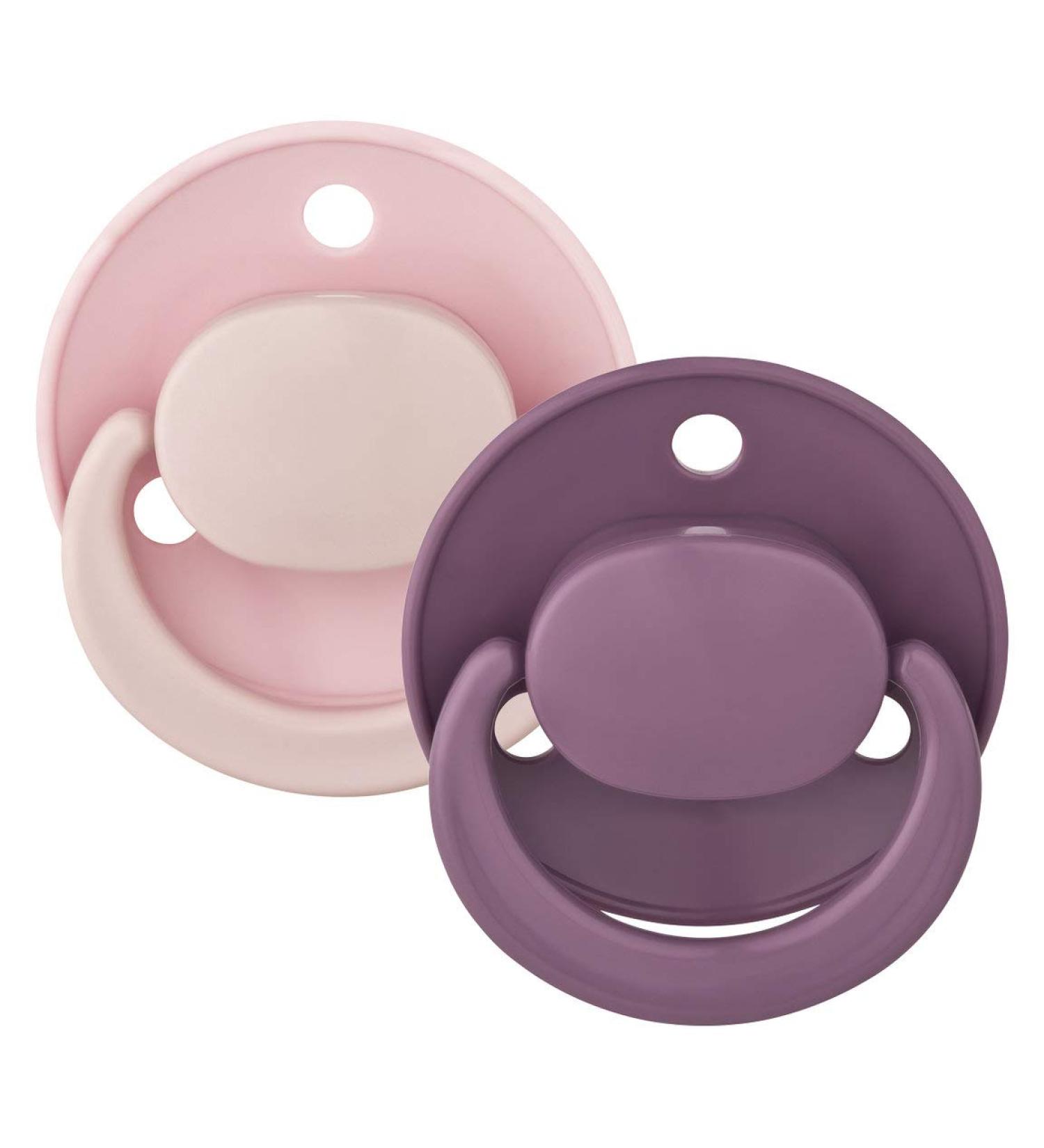 Baby Nova Silicone Soother Round Cherry Shape Pacifier 2 Pack 0-24 Months (Pink/Purple)