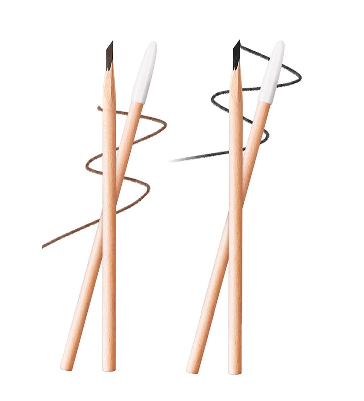 Dancroom Waterproof Wooden Eyebrow Pencil in Black+Coffee - Long-Lasting & Easy to Apply - Buy Online on GoSupps.com