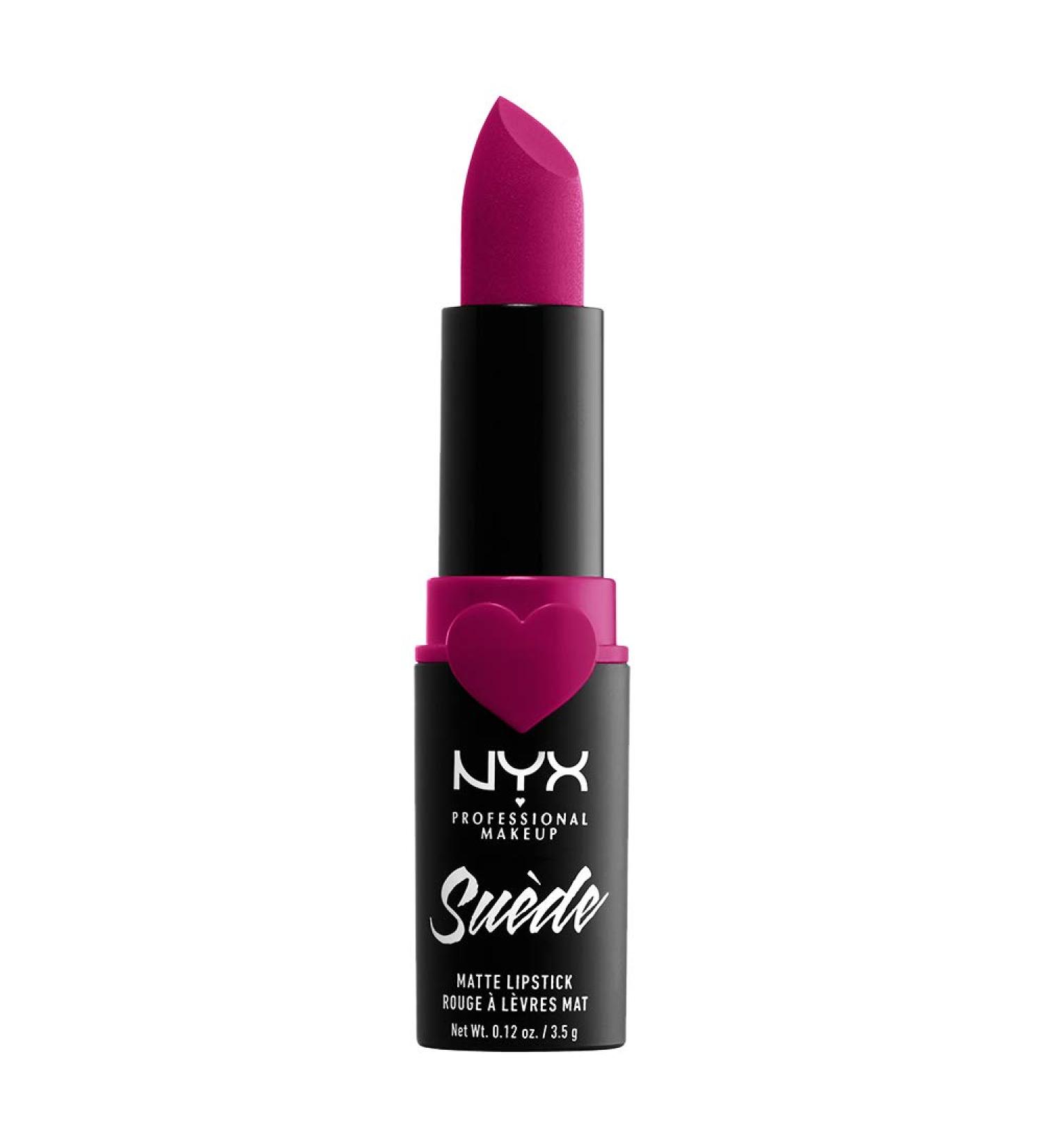 NYX Suede Matte Lipstick in Clinger - Vegan Formula, Hot Pink - Buy Online on GoSupps.com