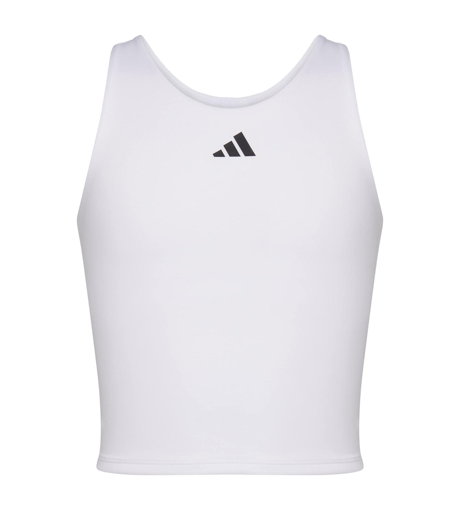 adidas Girls' Big Moisture-Wicking Compression Tank Sports Bra 7-8 White