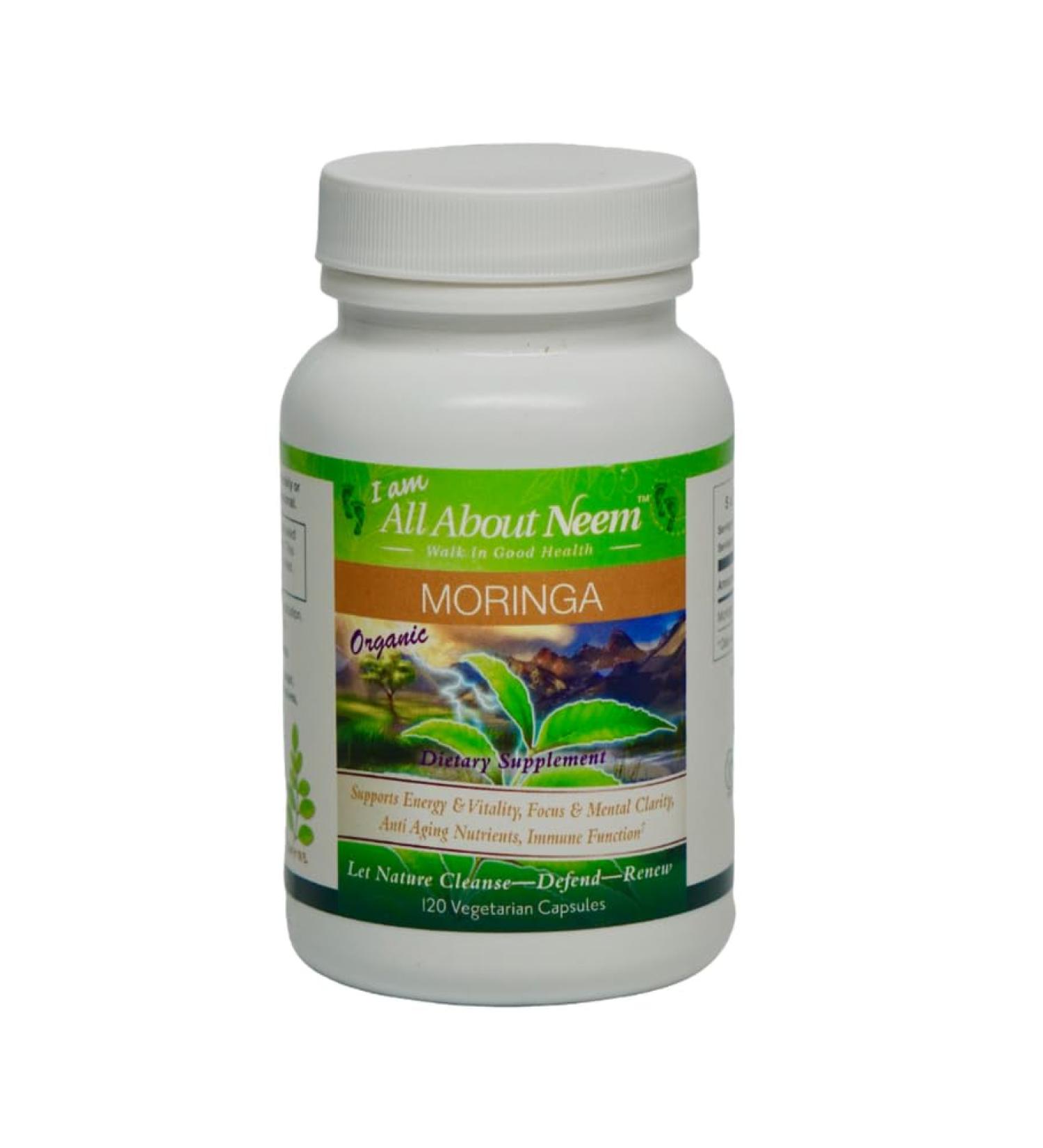 All About Neem Moringa Leaf Capsules Organic American Grown 400 mg 120 Ct Energy & Metabolism Booster Made in America - Buy Online on GoSupps.com
