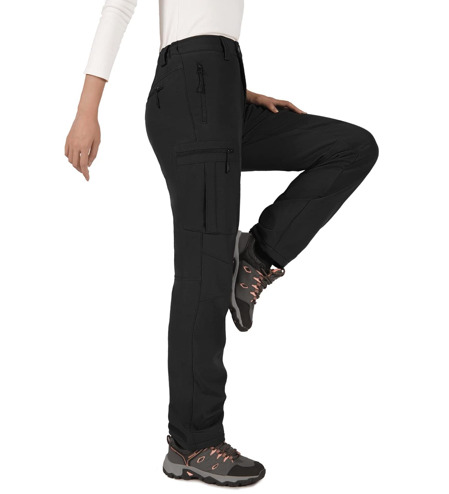 Cycorld Women's Ski Snow Pants - Water Resistant Fleece Lined Softshell Pants for Winter Hiking - Black (Standard/Large) - Buy Online on GoSupps.com