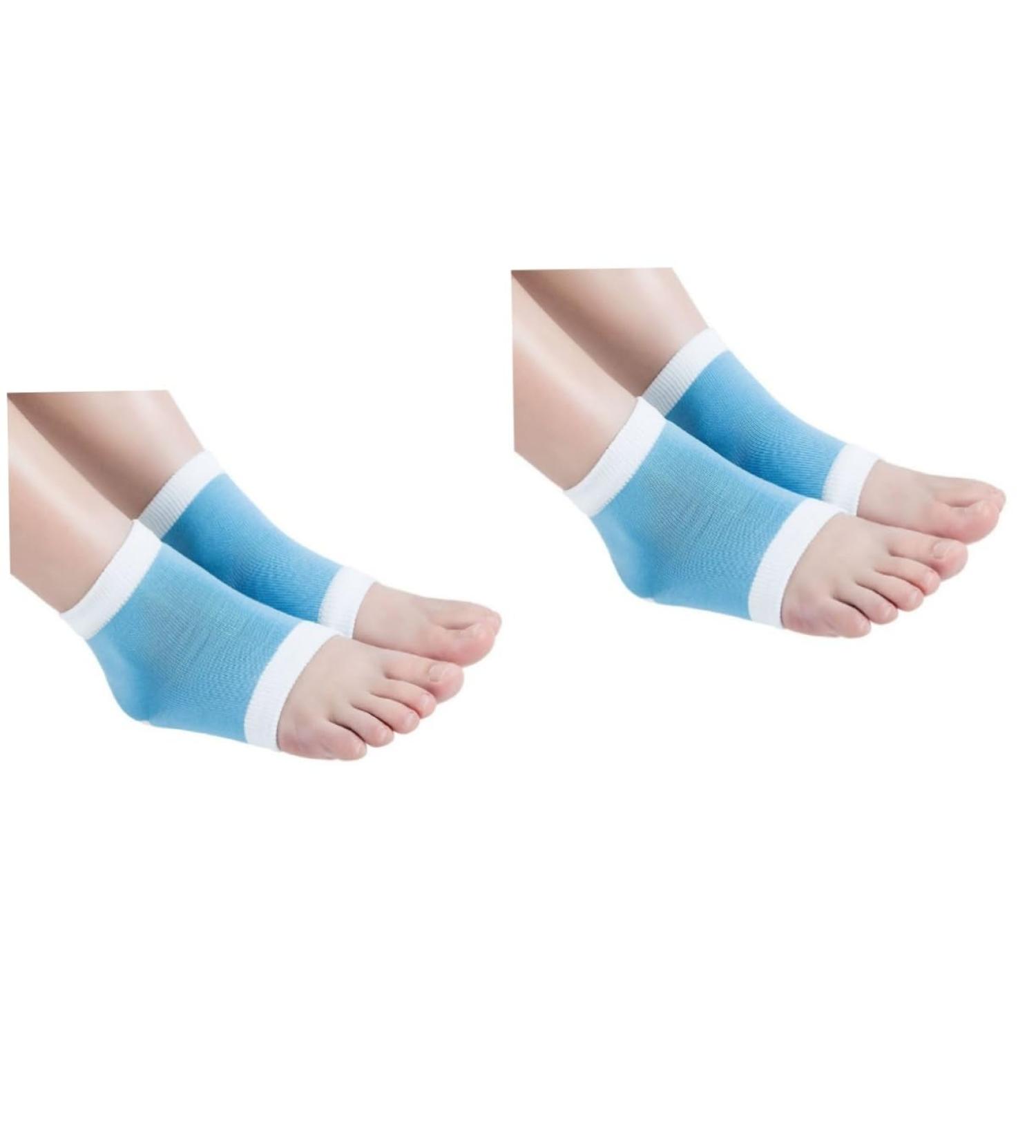 minkissy Socks Moisturizing Heel Socks for Cracked Heels Blue Open Toe spa Gel Socks for Lotion Overnight toeless spa Socks Vented Heel Socks Foot Cover Men and Women Protector Spa - Buy Online on GoSupps.com