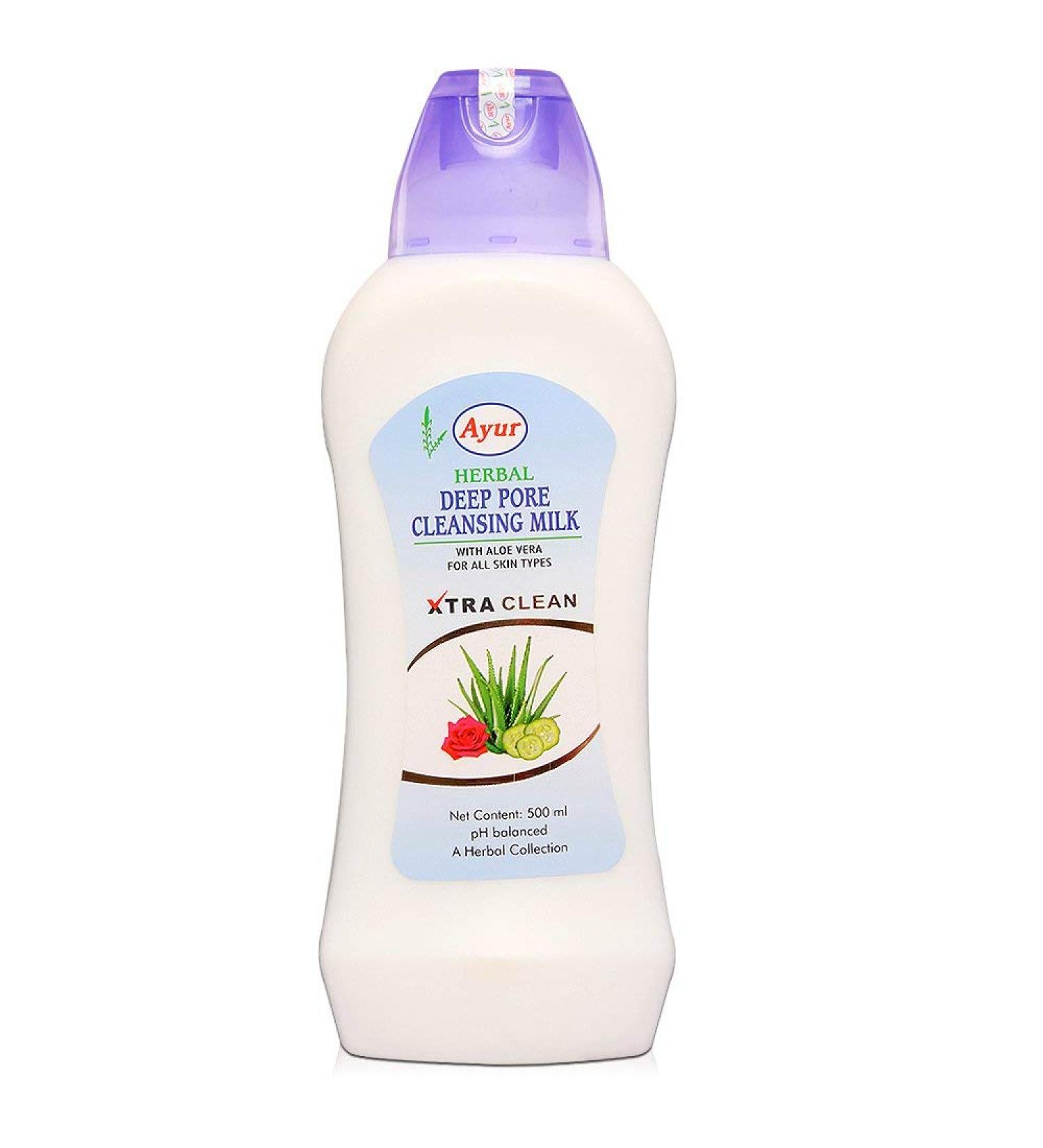 Herbal Deep Pore Ayur Cleansing Milk 100ml Cleaning Milk Lotion for All Skin Types Removes Dirt makes your Skin Feel Fresh