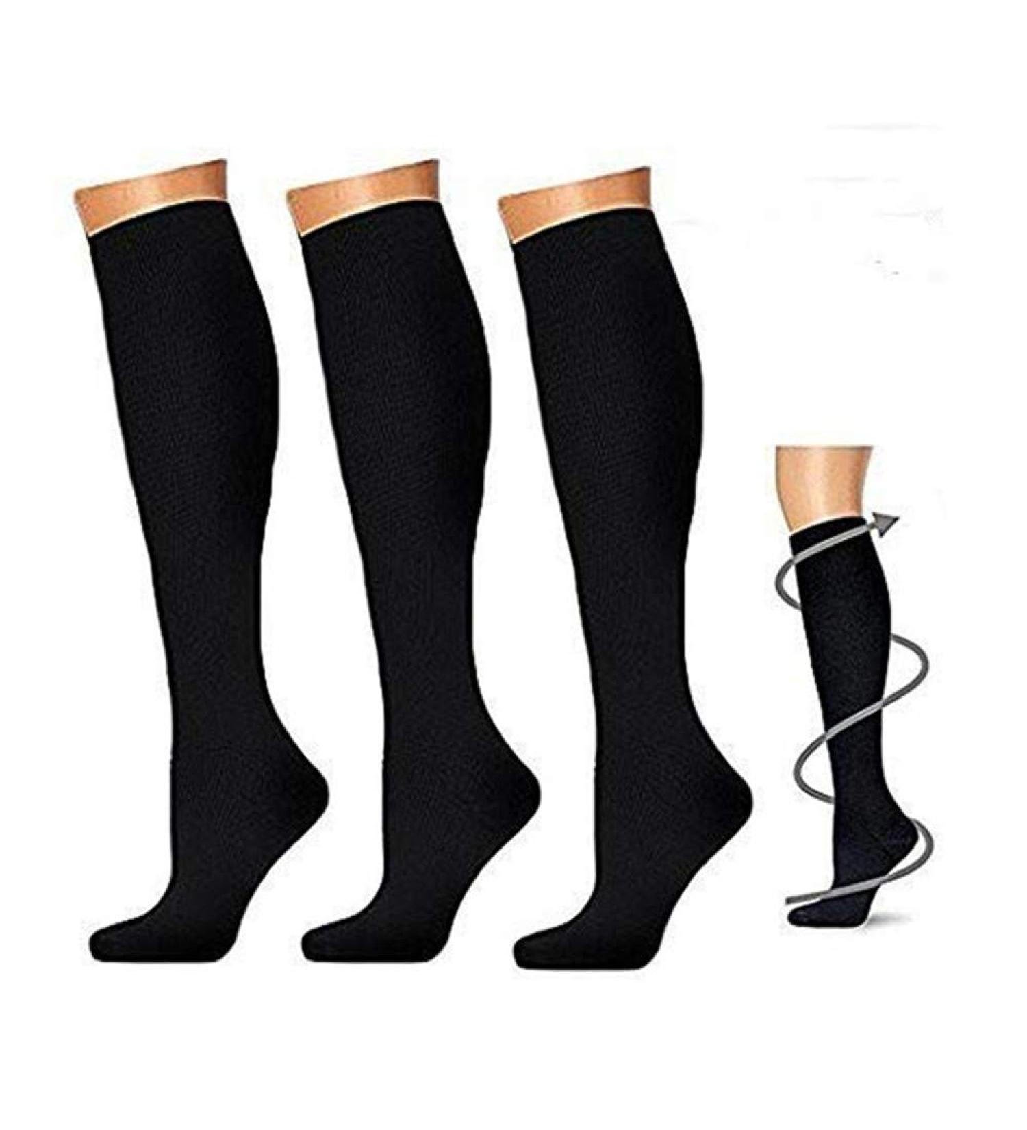 Graded Compression Socks 20-30 mmHg for Men & Women | Boost Endurance & Blood Circulation - Perfect for CrossFit Athletics Travel & Nurses - S/M Black - Buy Online on GoSupps.com