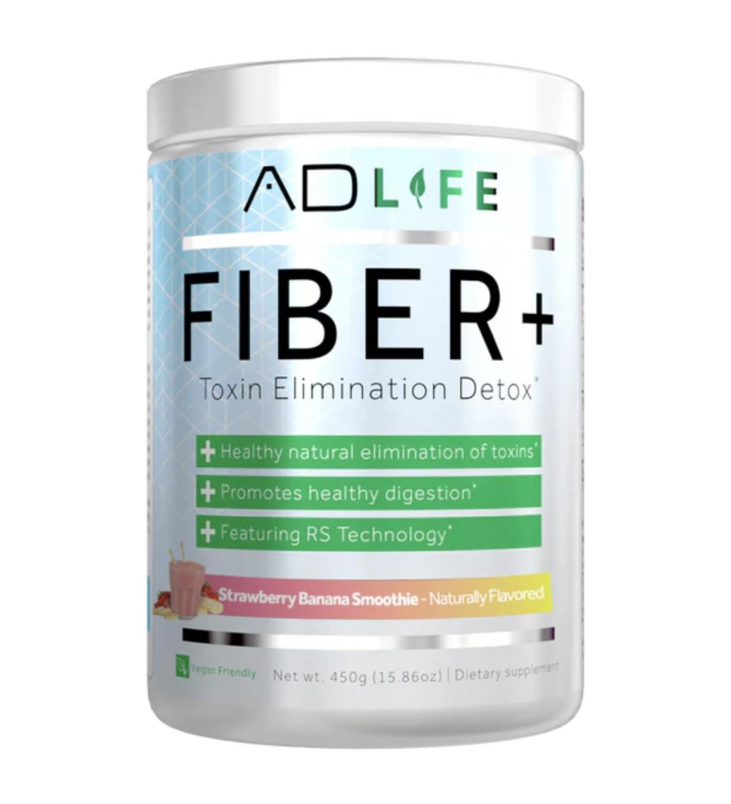 Project AD Fiber+ Vegan Fiber Supplement Powder Supports Gut Health and Digestive Regularity (Strawberry Banana 16.4 oz)