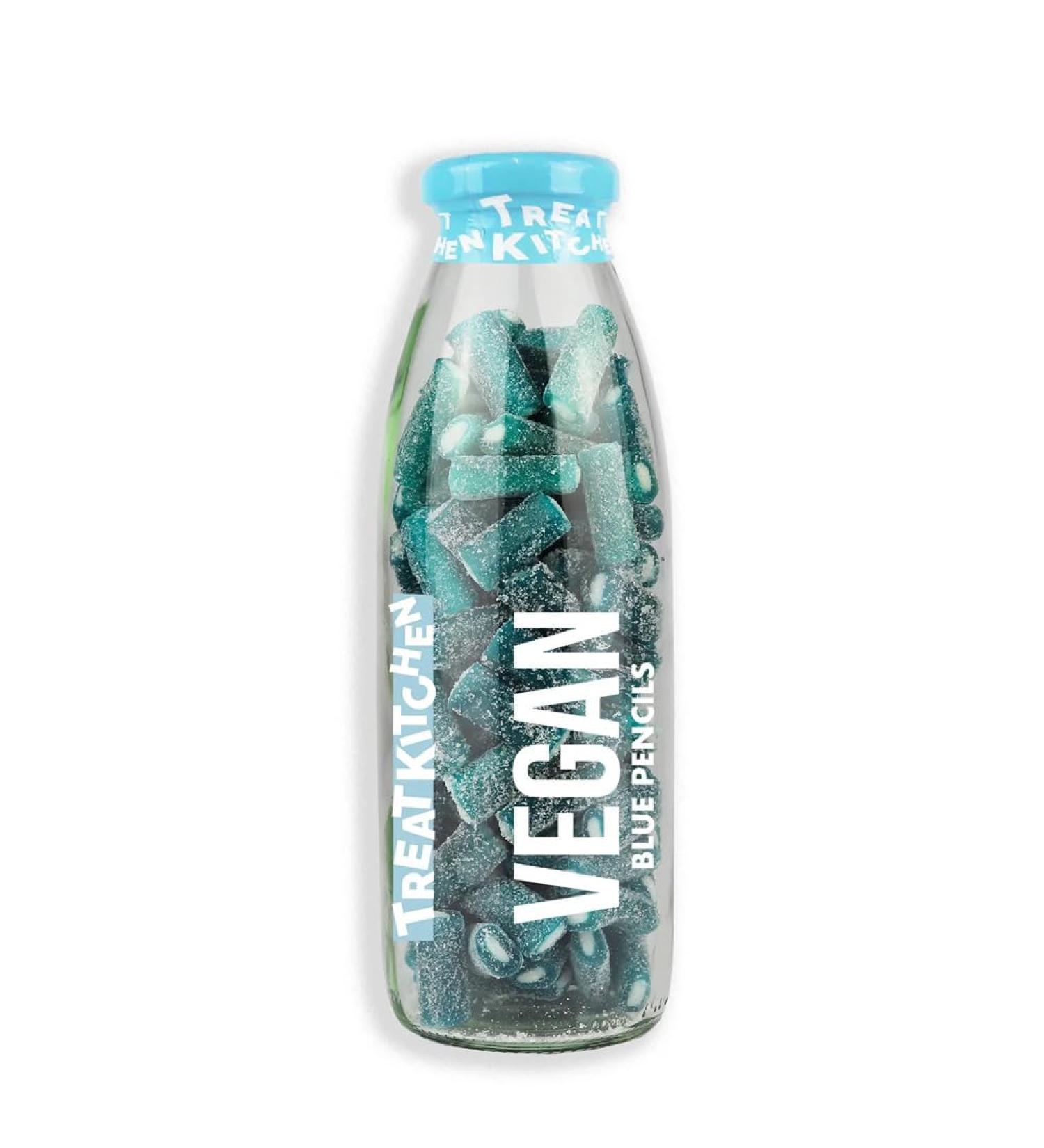 Sugar Coated Blue Pencils Vegan Sweets Bottle GIft 340g