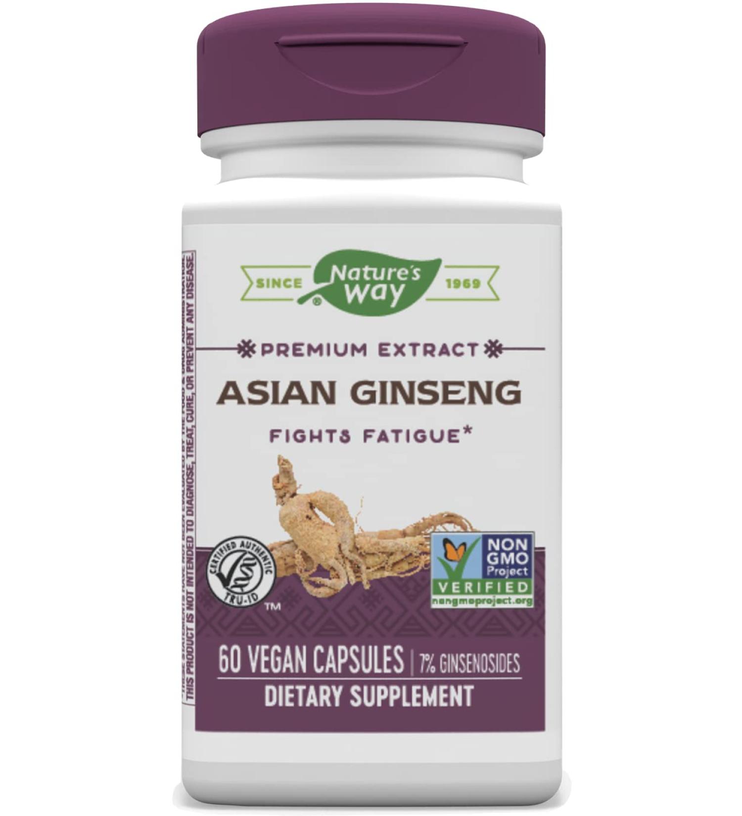 Nature's Way Asian Ginseng 60 Count - Standardized Herbal Supplement - Buy Online on GoSupps.com
