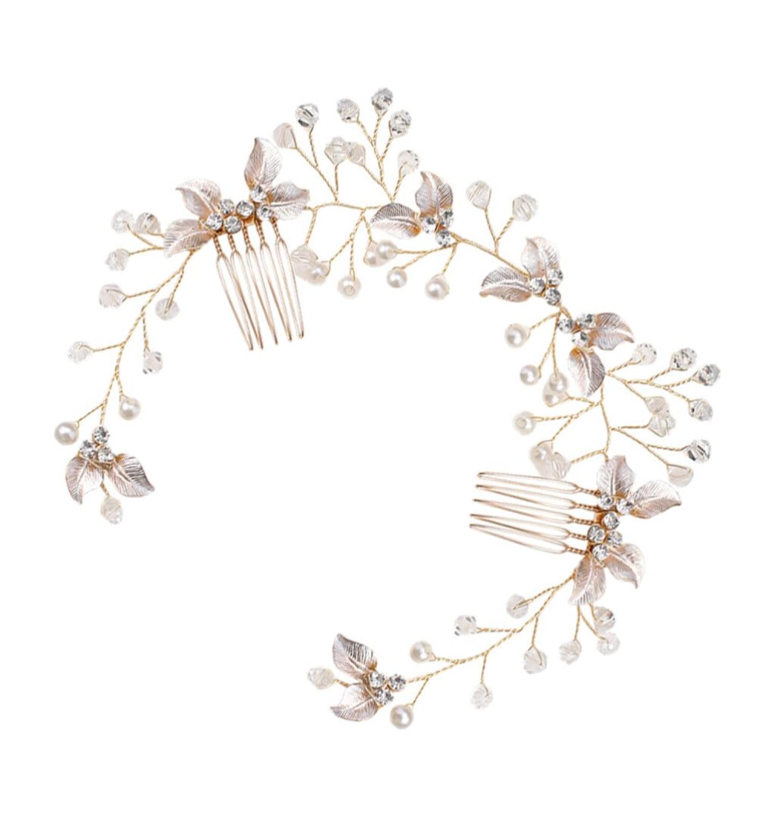 PHENOFICE Pearl Floral Hair Accessories Bride Hair Comb Clip Bridesmaid Headwear Hair Vine Crystal Bridal Headpieces Crystal Bridal Headpieces Pearl Hair Accessories for Women and Girls - Buy Online on GoSupps.com