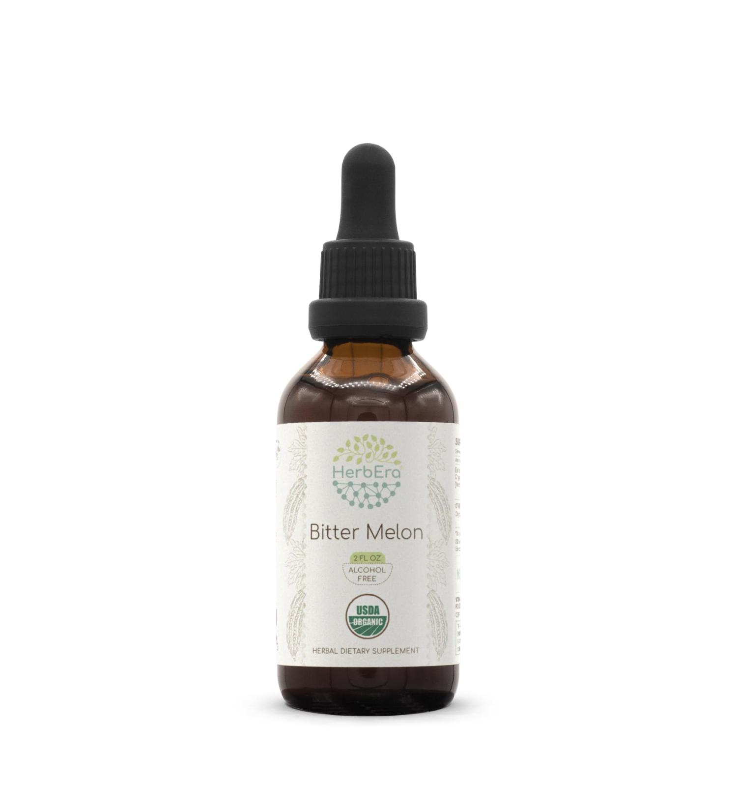 HerbEra Bitter Melon B60 USDA Organic Tincture | Alcohol-Free Extract High-Potency Herbal Drops | Certified Organic Bitter Melon (Momordica Charantia) Dried Fruit (2 oz) 2 Fl Oz (Pack of 1) - Buy Online on GoSupps.com