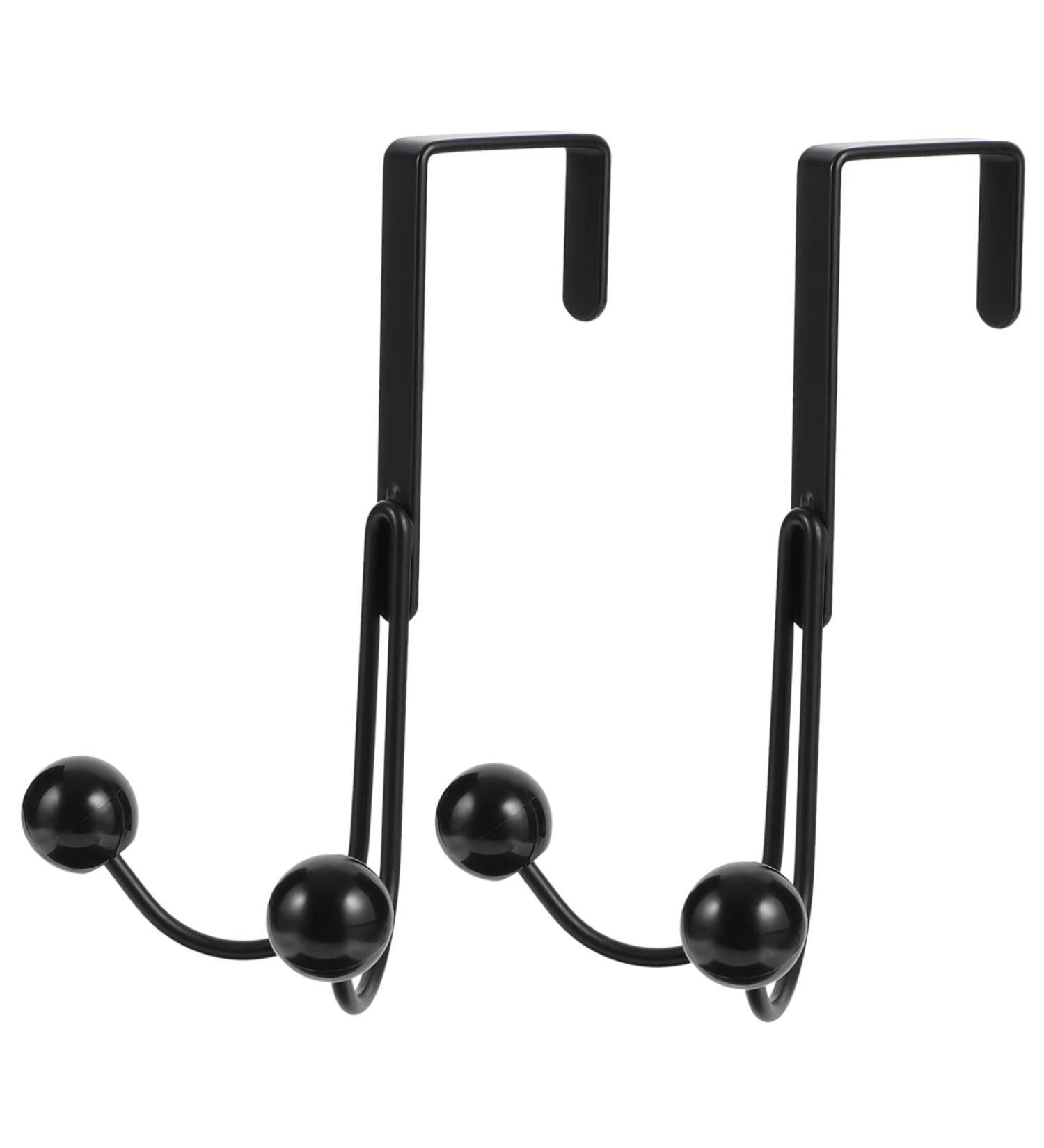 CHILDWEET Multipurpose Hanger 2pcs Double Hook Metal Clothes Rack Over Door Storage Rack Door Hook Hanger Multifunction Iron Gate 14x9cm Black - Buy Online on GoSupps.com