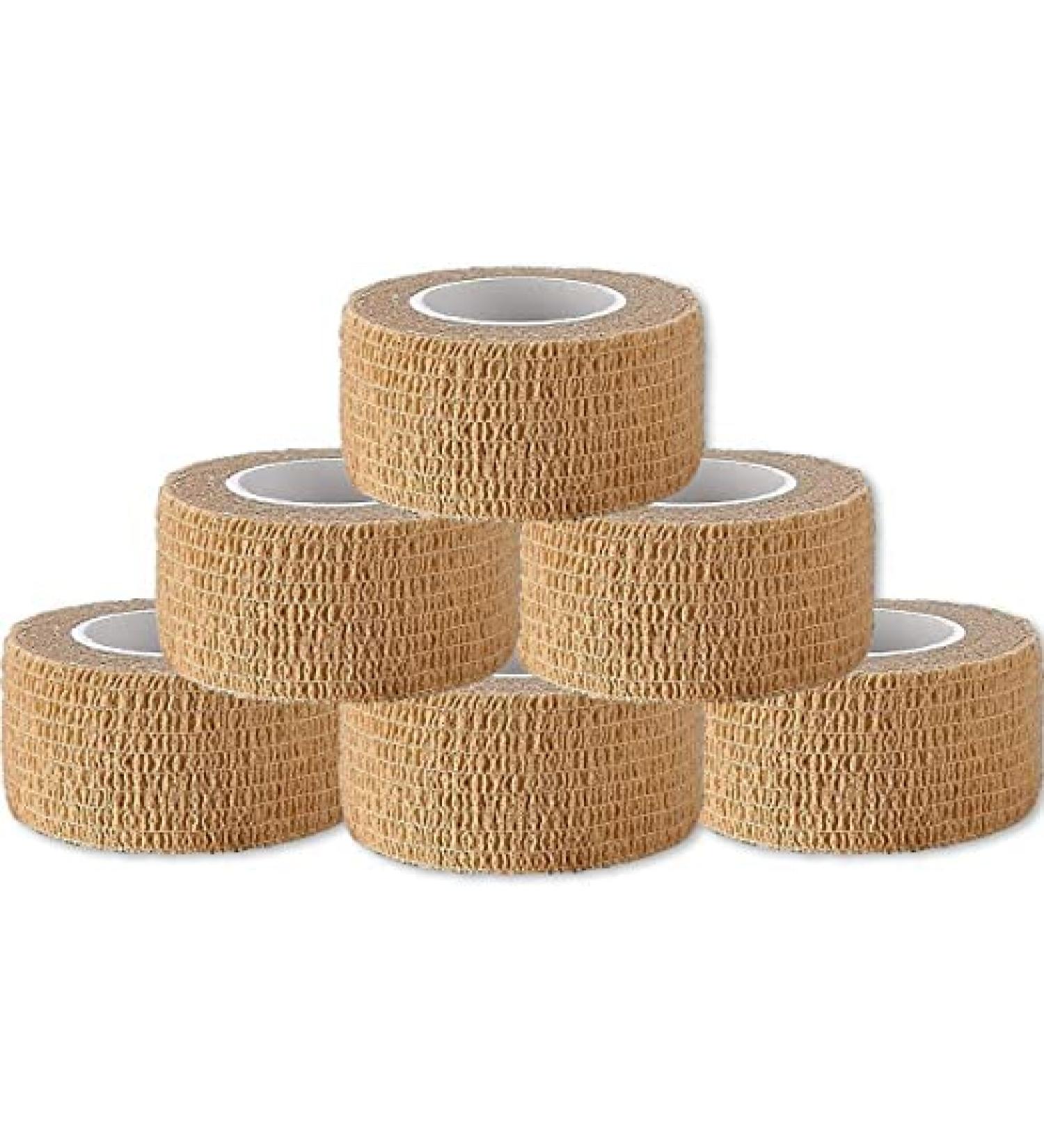 Self Adhesive Bandage Wrap - 5 Yards Breathable Cohesive Bandages for Sports Injuries Ankle Knee & Wrist Sprains (6 Pack Tan) - International Shipping Available - Buy Online on GoSupps.com
