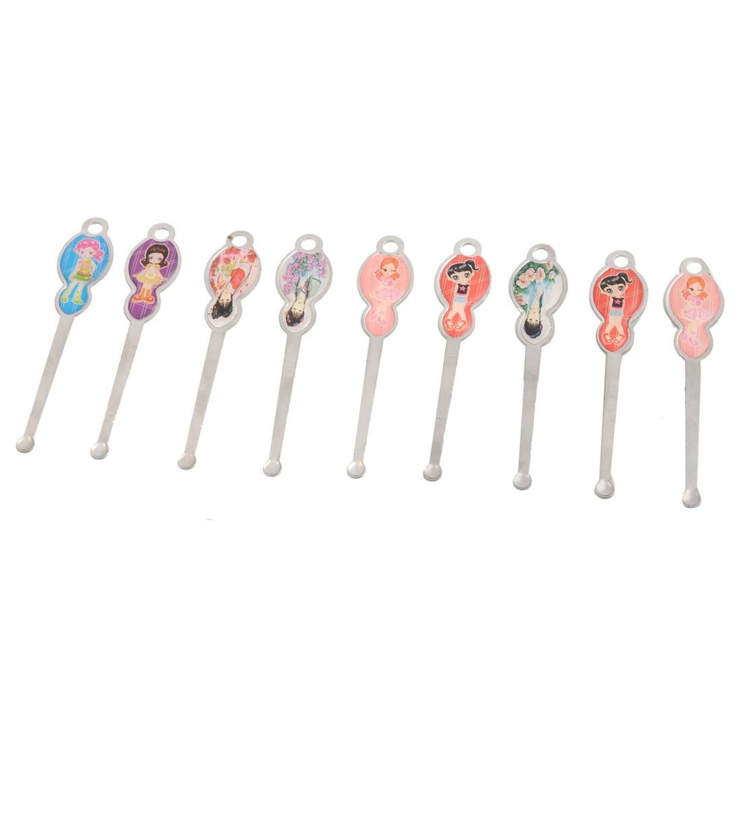 Qtqgoitem Young Girl Pattern Top Metal Ear Wax Remover Earwax Removal 9 Pcs (Model: 4b5 941 3d6 f70 e3b)
