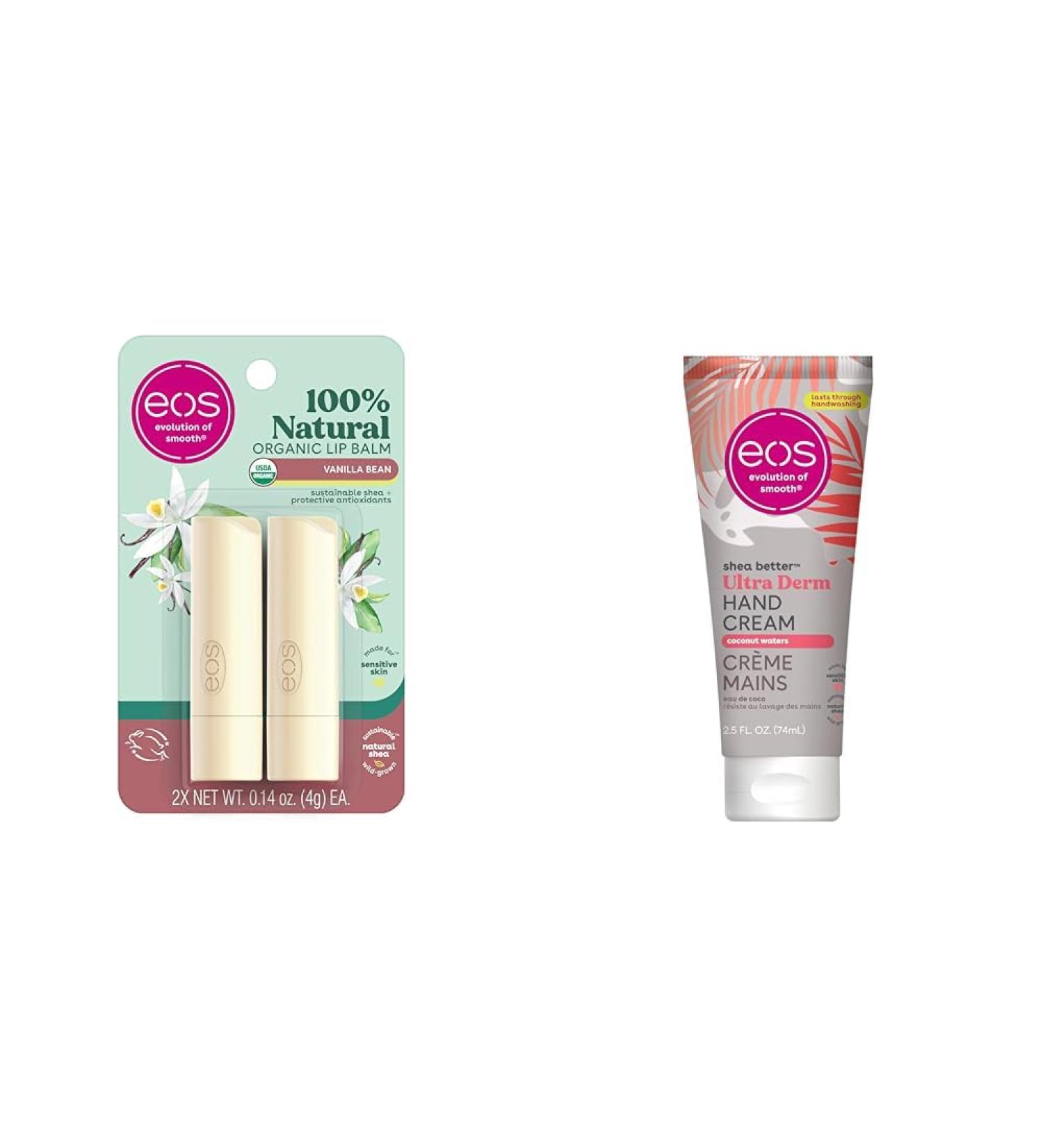 eos 100% Natural & Organic Lip Balm Sticks- Vanilla Bean & Shea Better Hand Cream - Coconut Vanilla Bean Lip Balm + Hand Cream - Coconut - Buy Online on GoSupps.com