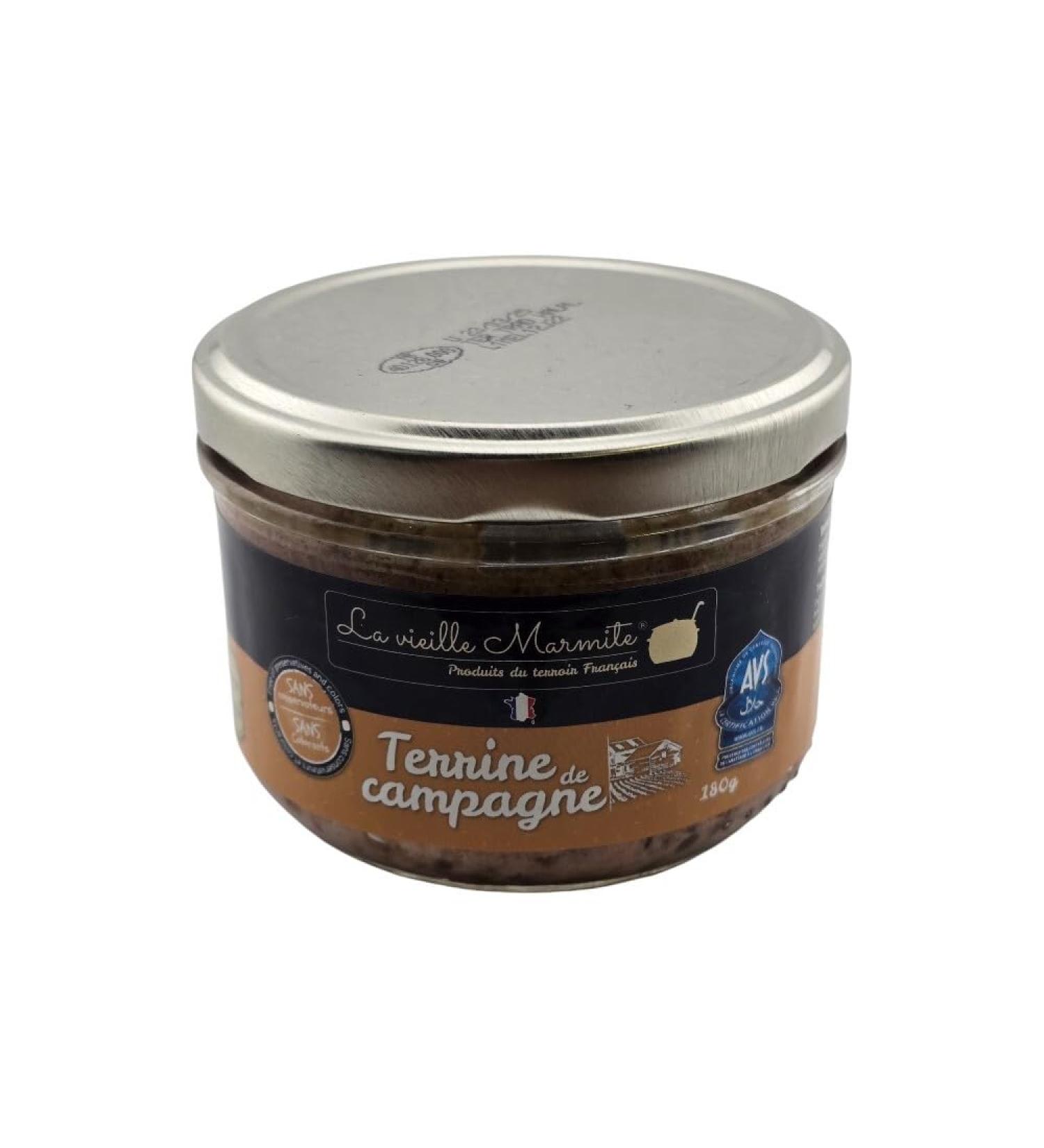 La Vieille Marmite Halal Country Terrine 180g Rustic and traditional terrine made with quality ingredients - artisanal know-how - made in France
