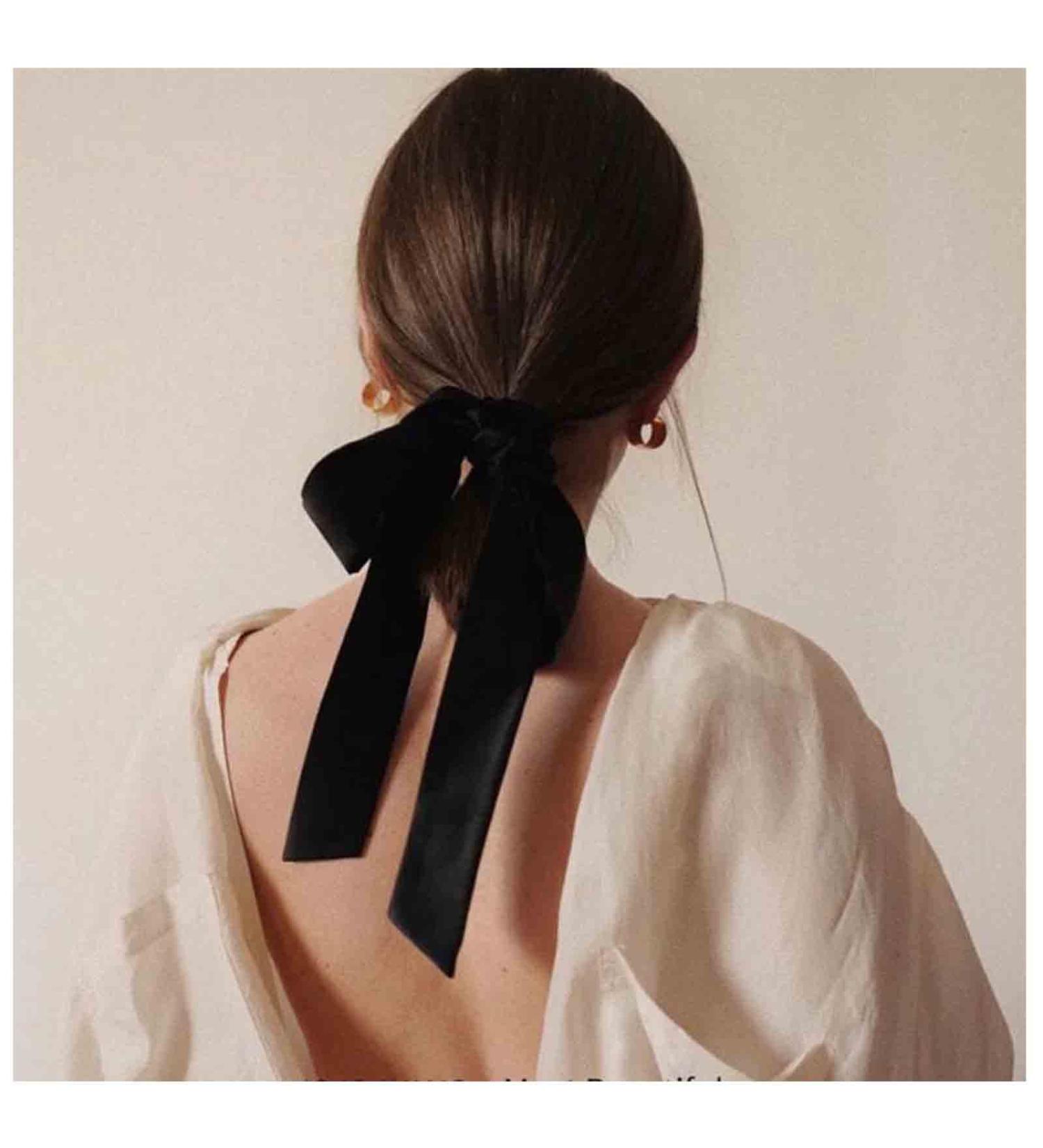 Yheakne Satin Loop Long Cock Headdress - Women's Winter Hair Clip & Jewelry Gift (Black 1 Piece) - Buy Online on GoSupps.com