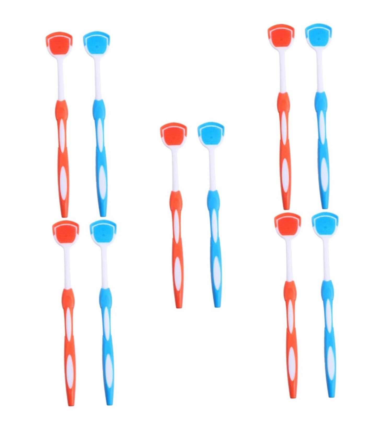 Angoily 10 PCS Silicone Tongue Cleaning Brush - Children's Multifunctional Oral Care Tools - Tongue Scrapers in Blue & Orange - 19.5x3x0.6cm - Buy Online on GoSupps.com