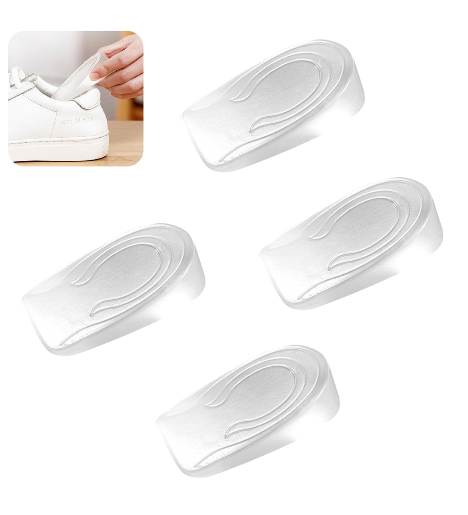 Buy 2 Pair Gel Heel Cushions - 1cm Wedge for Achilles Tendon & Heel Spur Relief | Transparent Silicone Insoles for Men & Women - Height Increase & Comfort - Buy Online on GoSupps.com