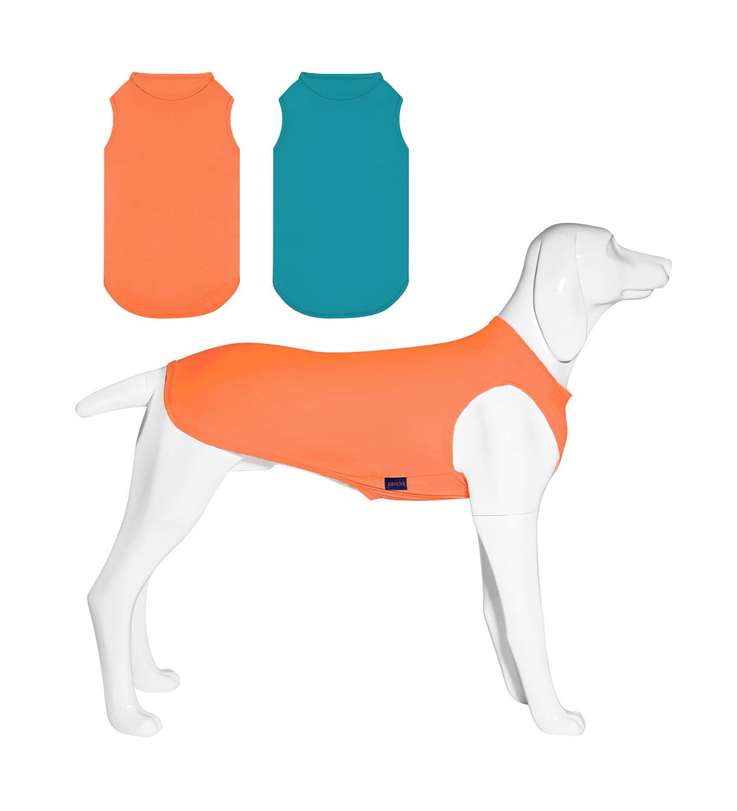 Kickred 2 Pack Dog Cooling Shirts Ice Pet Vest Dog Clothes for Instant Cooling Ultra Lightweight Breathable Sleeveless T-Shirts for Large Dogs Boy Girl 2XL XXL Peacock Blue+Orangered - Buy Online on GoSupps.com