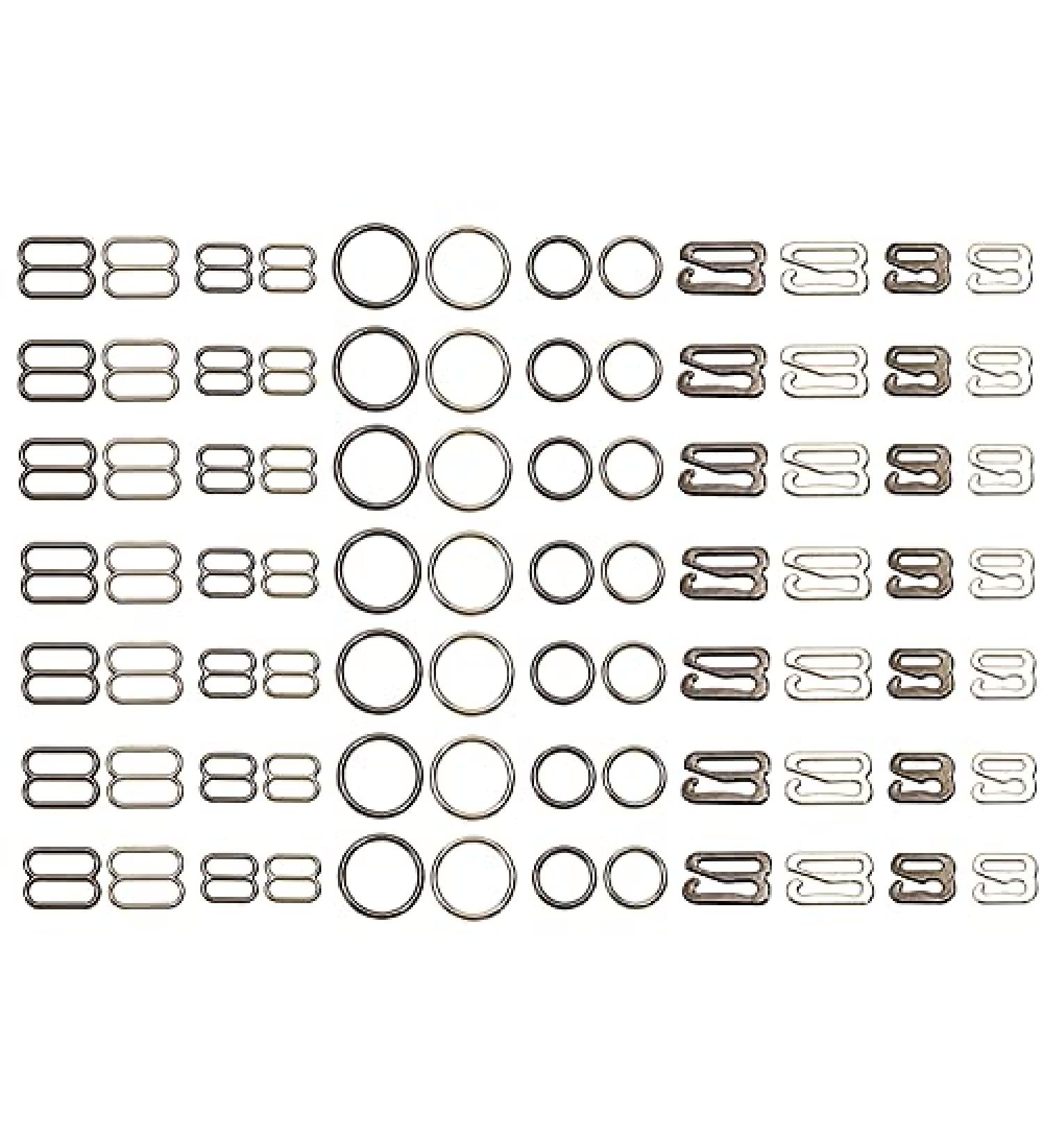 Tupalizy 120PCS Bra Strap Hooks for Sewing Bikini Swimsuit Lingerie Rings Metal Clips Clasp Adjustment Slider Set - 3 Styles, 8mm and 12mm, Silver and Metallic Black - Buy Online on GoSupps.com