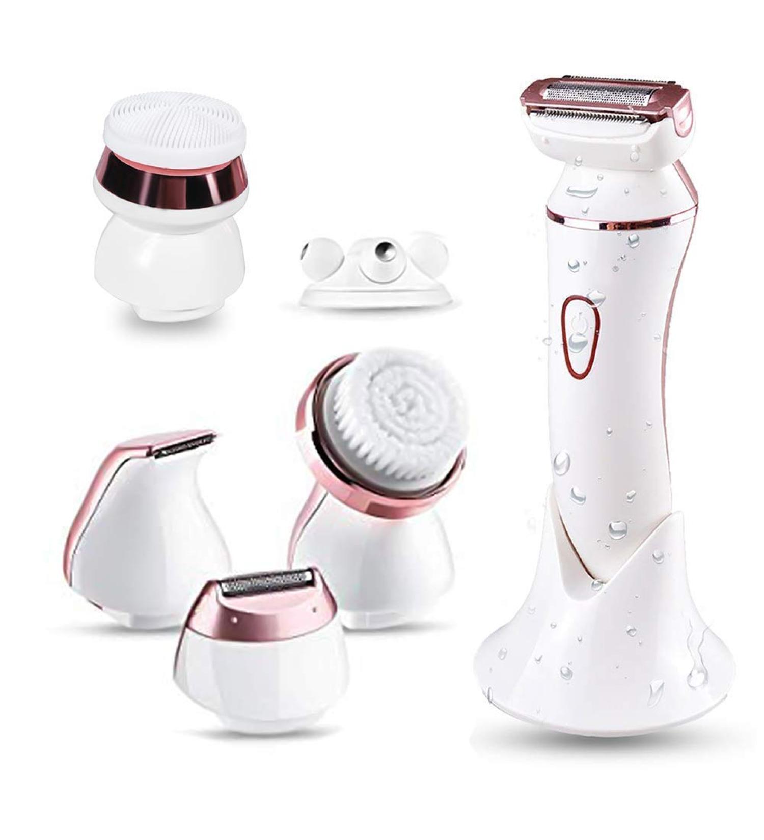 ELECTRIC SHAVER for Women 6-in-1 | Wet/Dry Lady Shaver for Legs & Underarms - Cordless Razor with Cleansing Brush, Massager, Foil Shaver & Bikini Trimmer - Buy Online on GoSupps.com