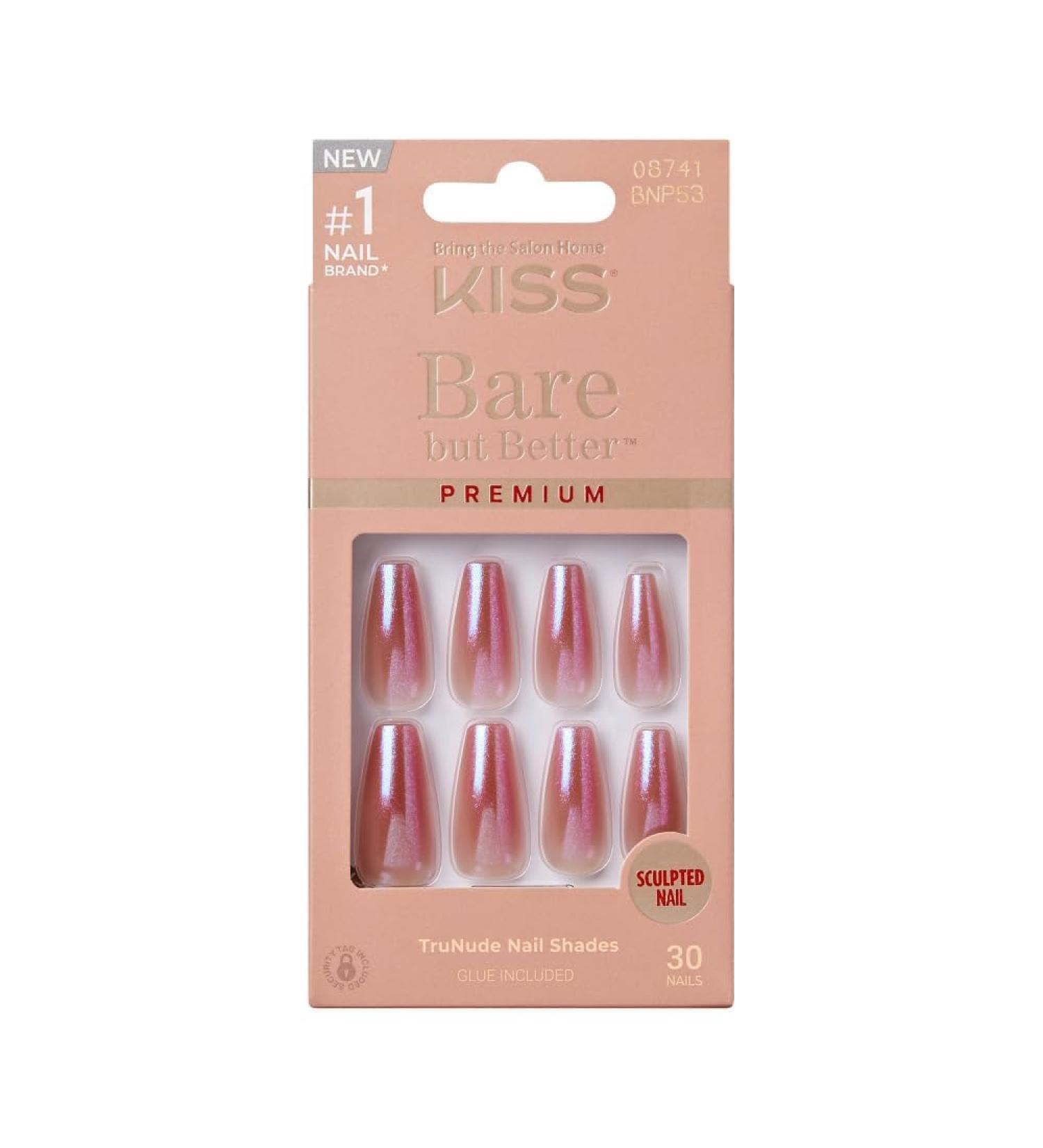 KISS False Nails Kit - Long Lasting Coffin Shape Stick & Glue Included Easy to Apply Sculpted Nails for Perfect At-Home Manicure - Buy Online on GoSupps.com