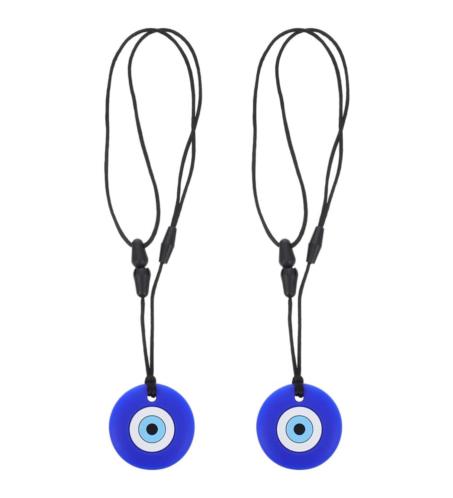 FOMIYES 2pcs Blue Evil Eye Sensory Chew Necklaces for Kids - Oral Motor Teether Silicone Necklace for Boys and Girls - Buy Online on GoSupps.com