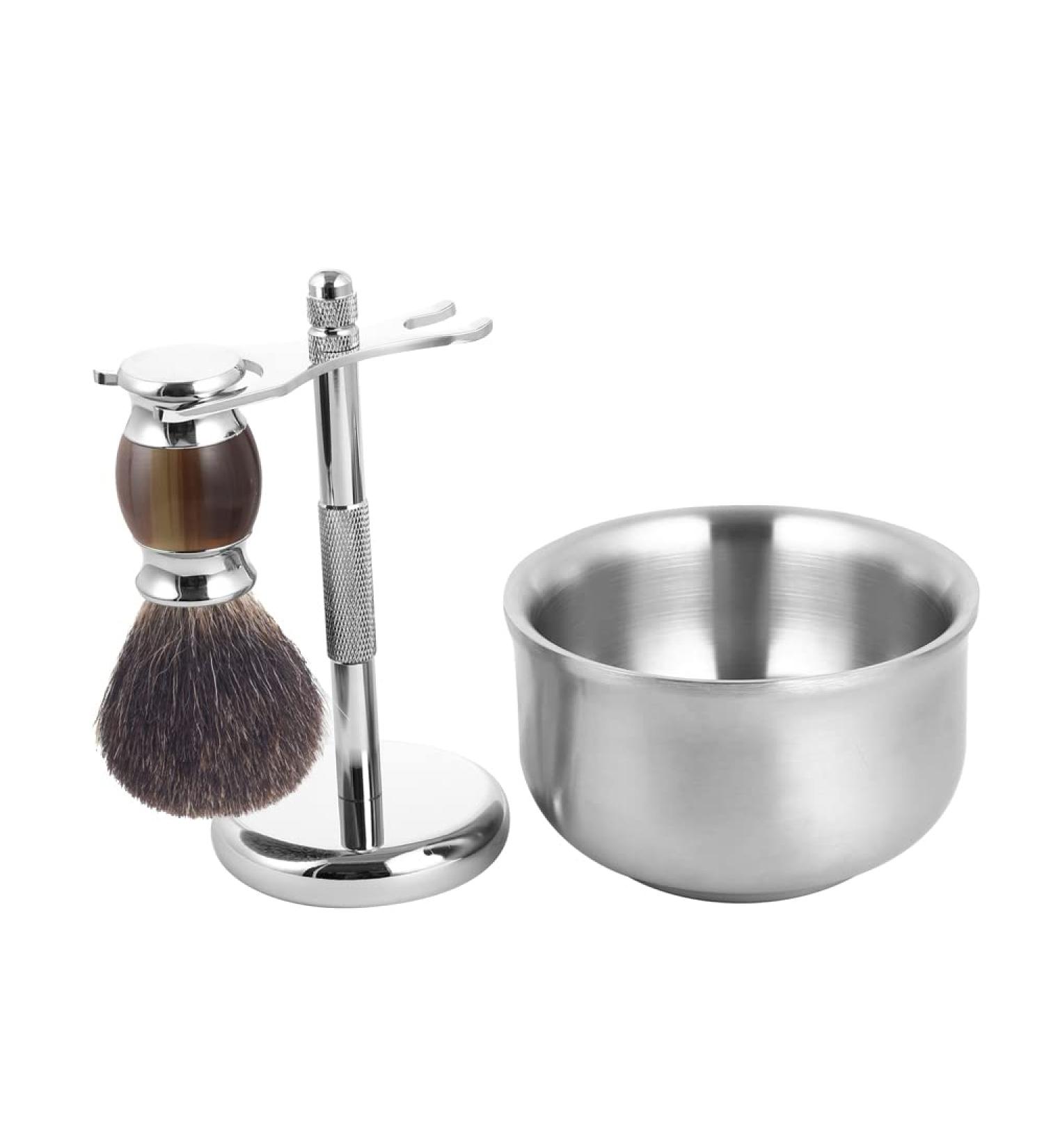 Cumberbatch Men's Shaving Kit Set - Badger Brush, Razor Stand, Steel Bowl - Perfect Gift Set - Buy Online on GoSupps.com