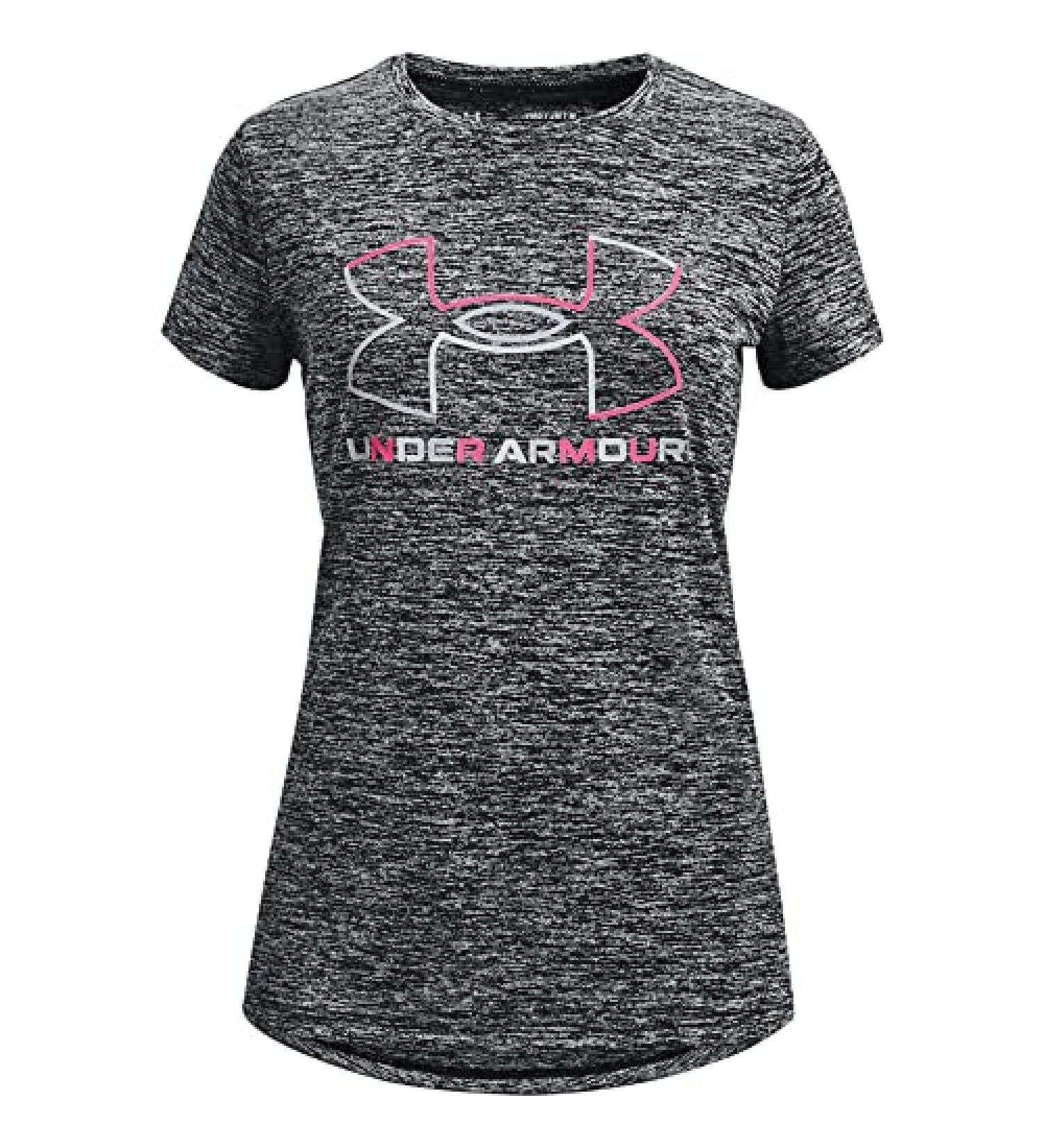 Under Armour Girls' Tech Big Logo Twist Short Sleeve T-Shirt - Black/Cerise - Medium - Buy Online on GoSupps.com