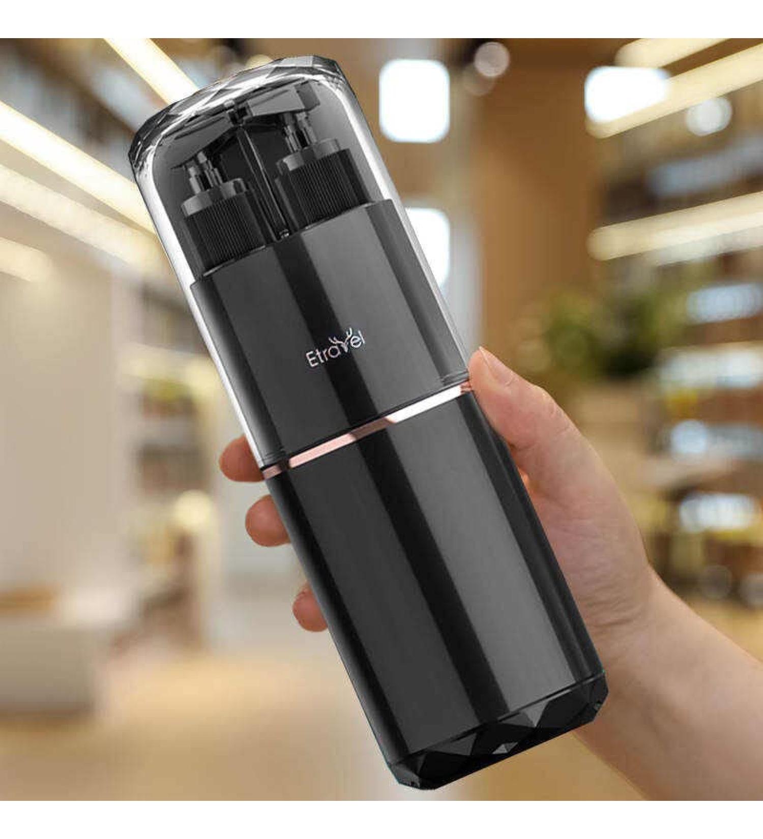 Portable 7-in-1 Luxury Toothbrush Kit with Shower Gel Dispenser - Black - Buy Online on GoSupps.com