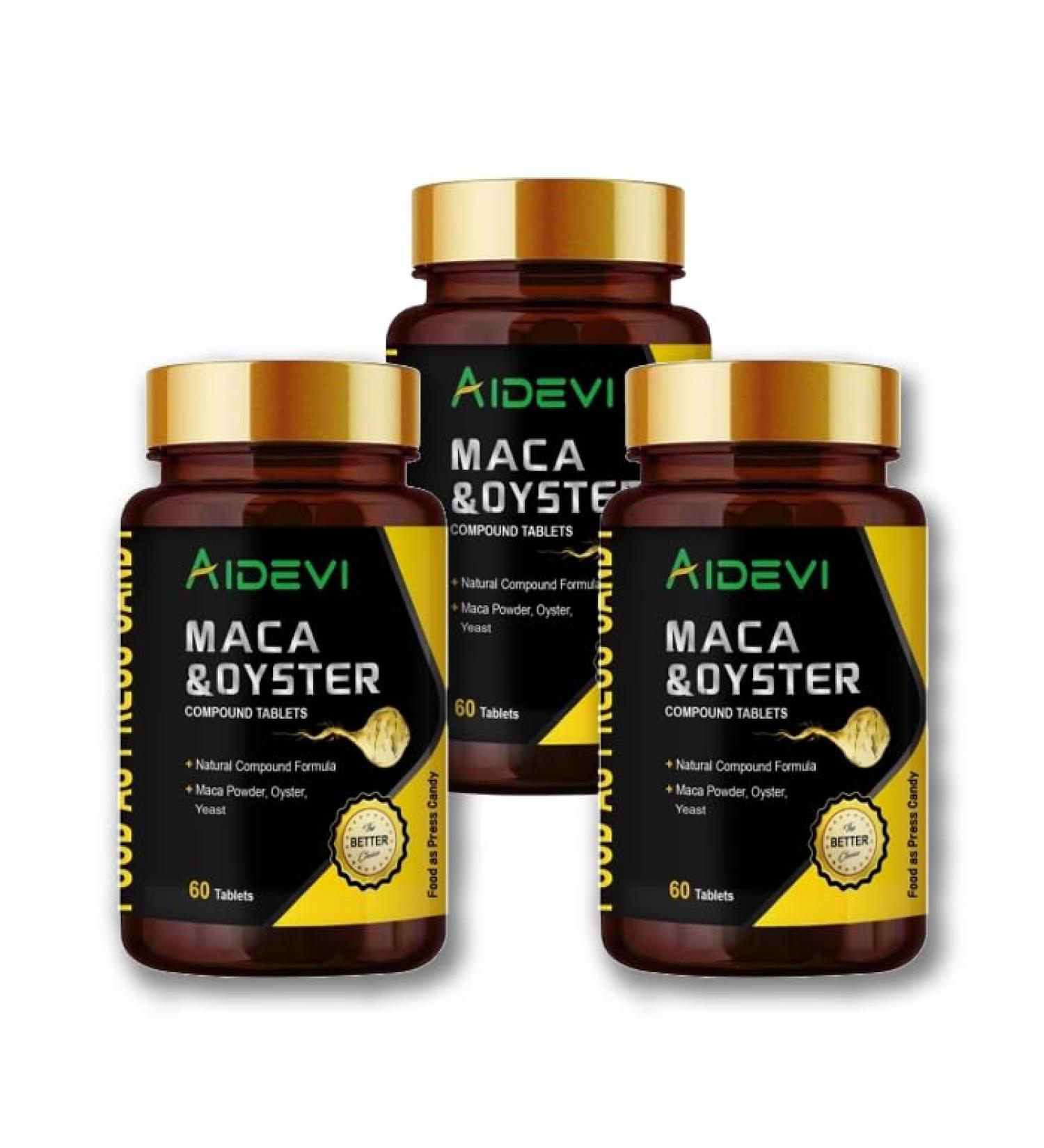 AIDEVI Natgrown Organic Maca & Oyster for Men 60Tablets with Black Peruvian Maca Root Extract Supplement for Men and Women 180 Daily