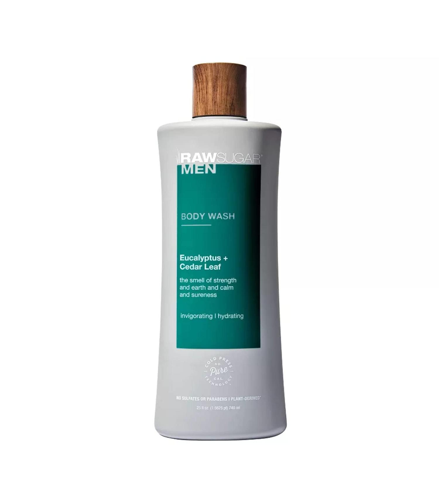 Raw Sugar Men's Body Wash - Eucalyptus & Cedar Leaf | 25 fl oz | Natural Refreshing Cleanse - Shop Worldwide - Buy Online on GoSupps.com