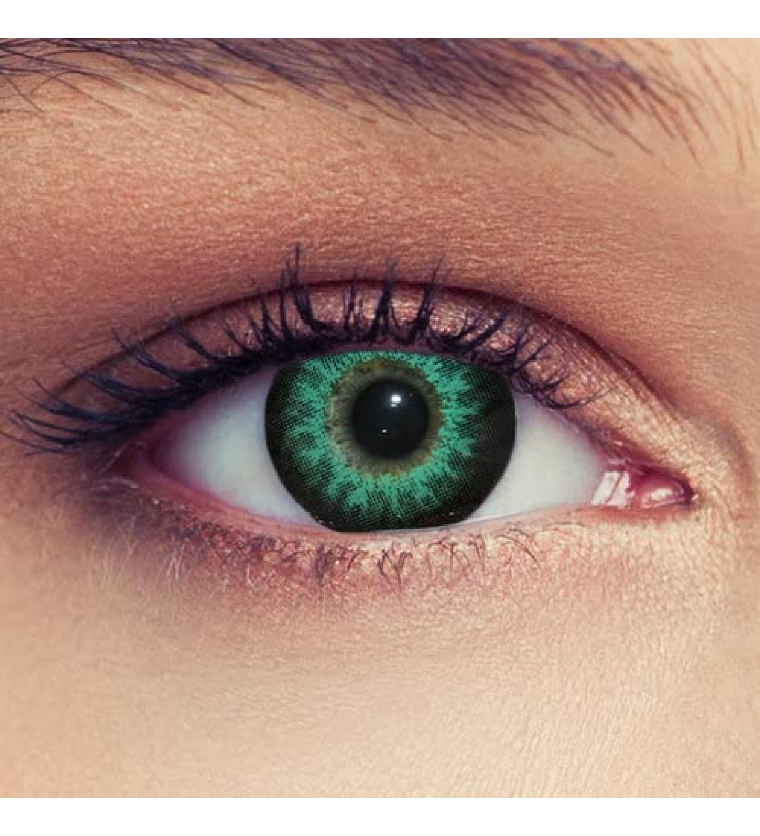 Shop Green Colored Contact Lenses - Monthly Lenses for Dark Eyes Large Eye Effect Free Container Prescription -4.25 - Buy Online on GoSupps.com